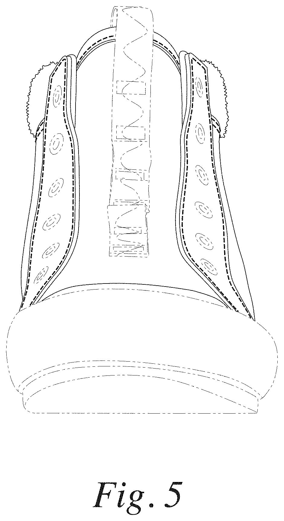 Patent USD1001458 Figure 5 – Footwear upper