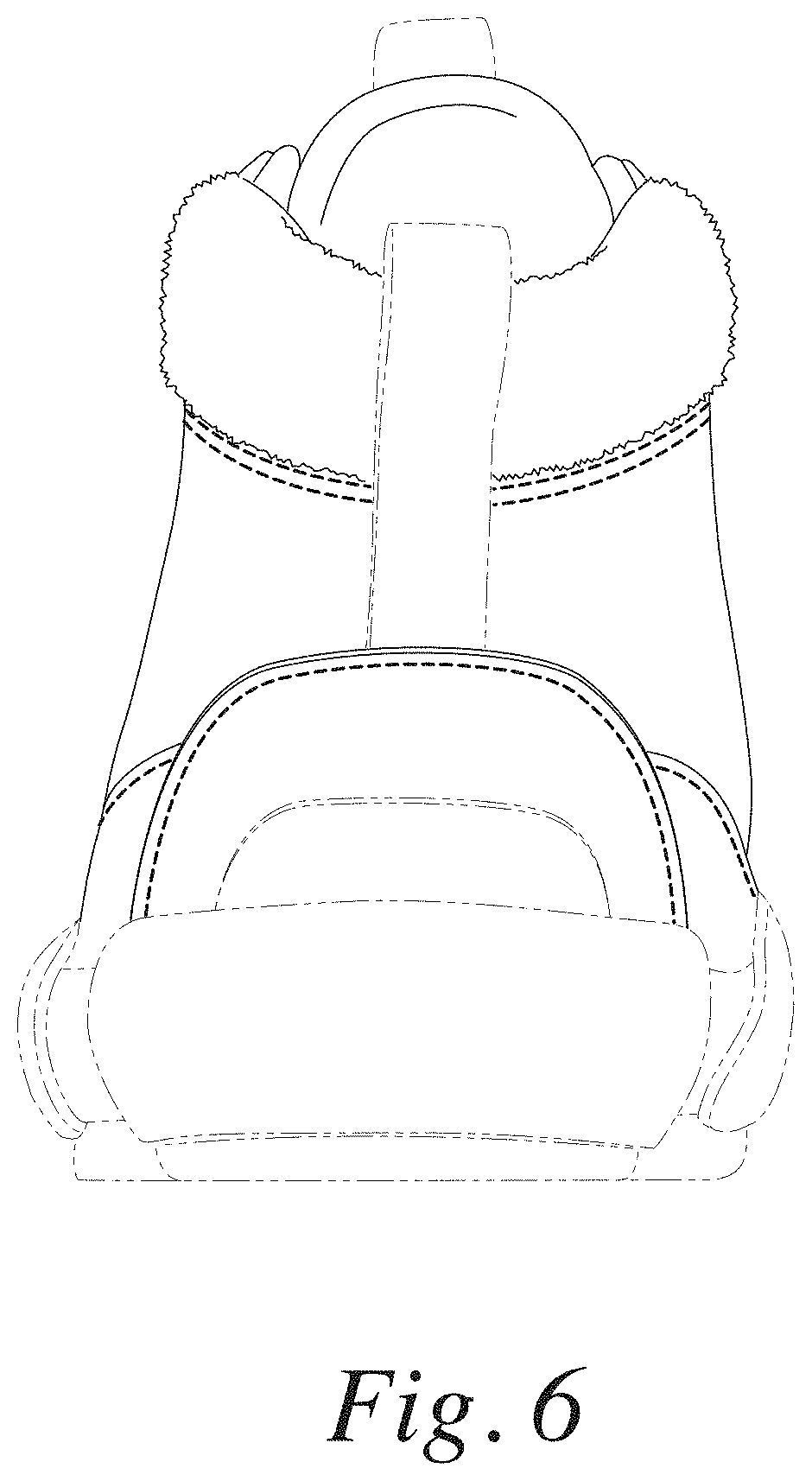 Patent USD1001458 Figure 6 – Footwear upper
