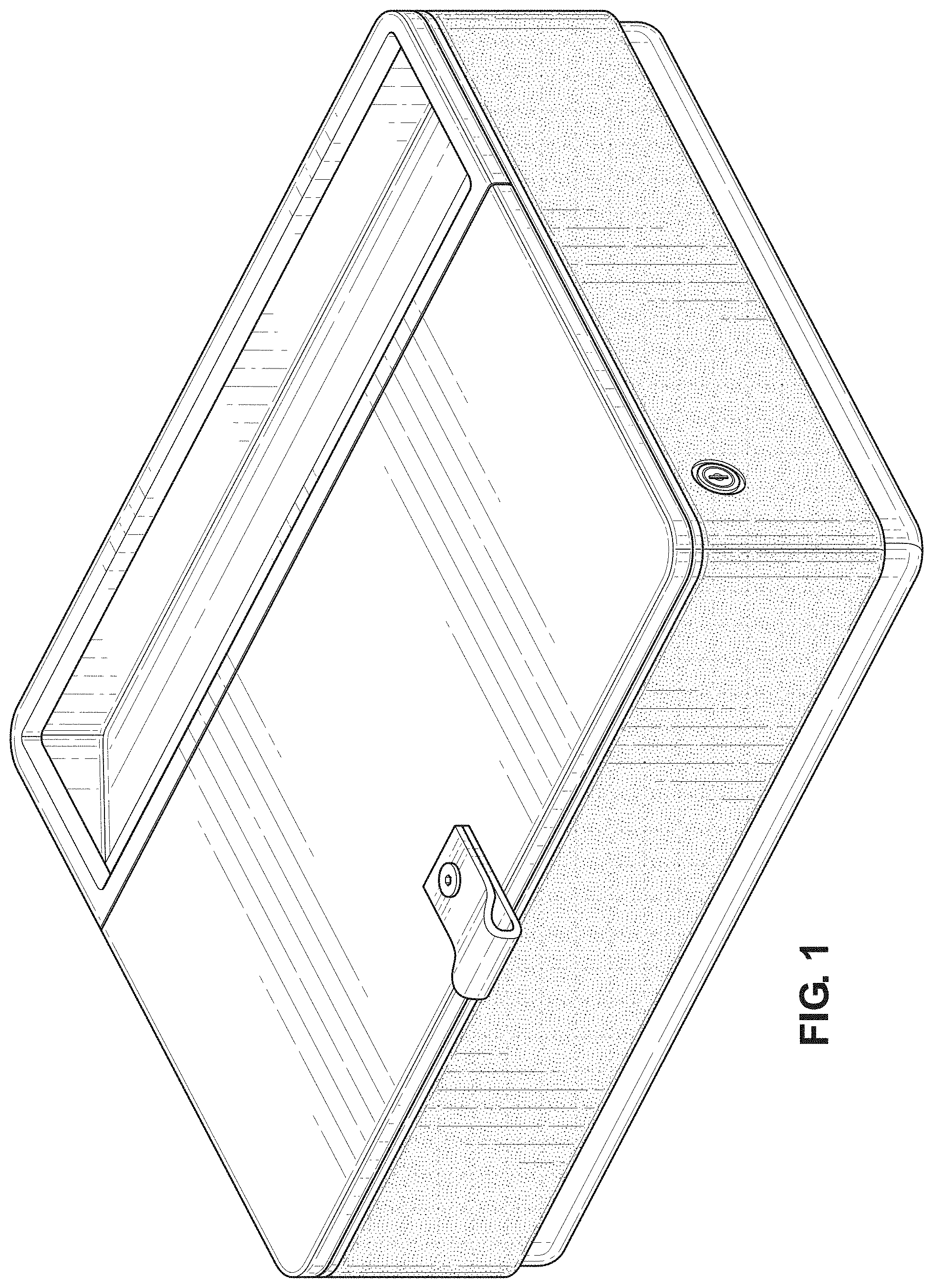 Patent USD1001501 — Combined electronics tray and container — Figure 1