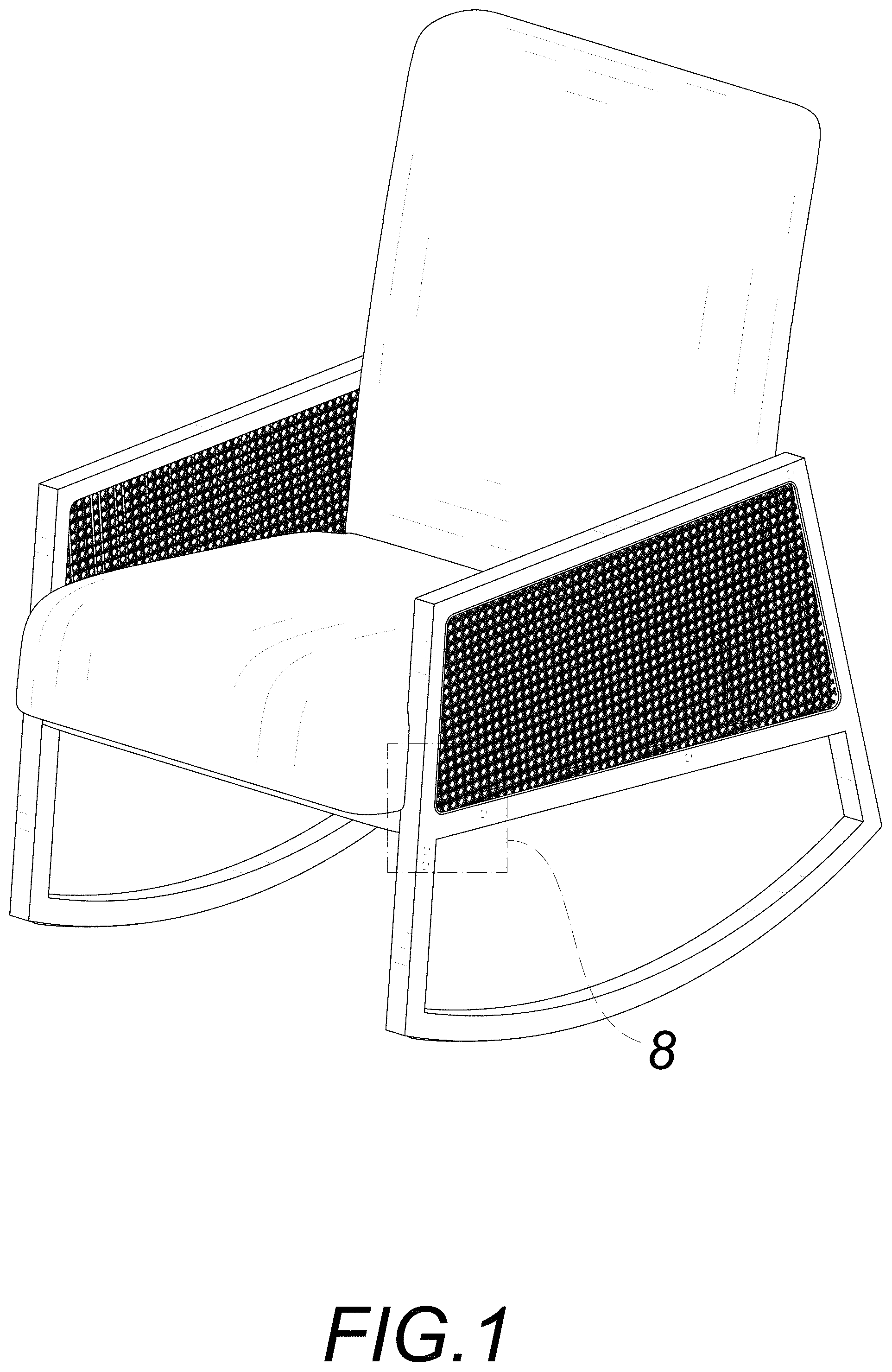 Patent USD1001520 Figure 1 – Rocking chair