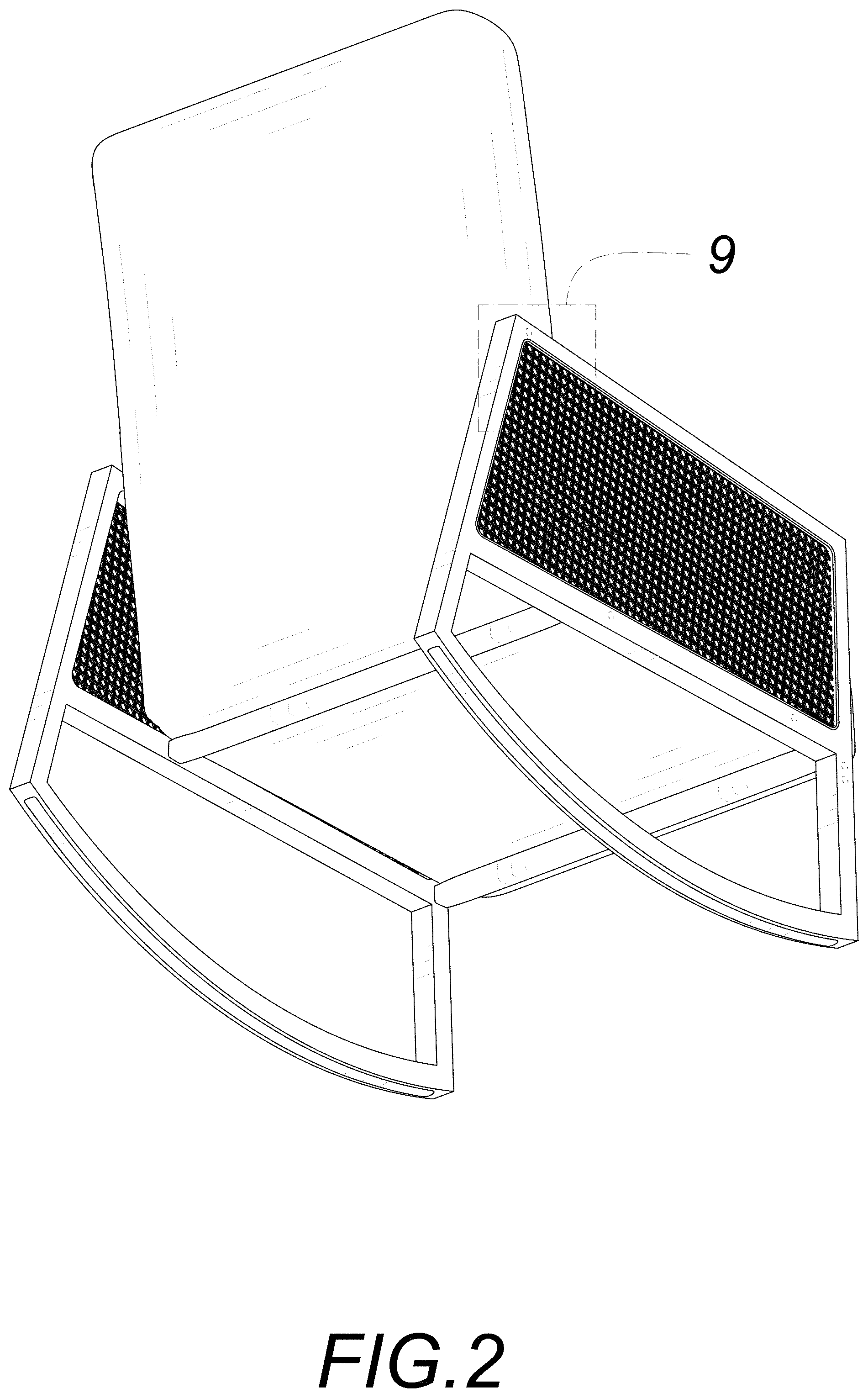 Patent USD1001520 Figure 2 – Rocking chair