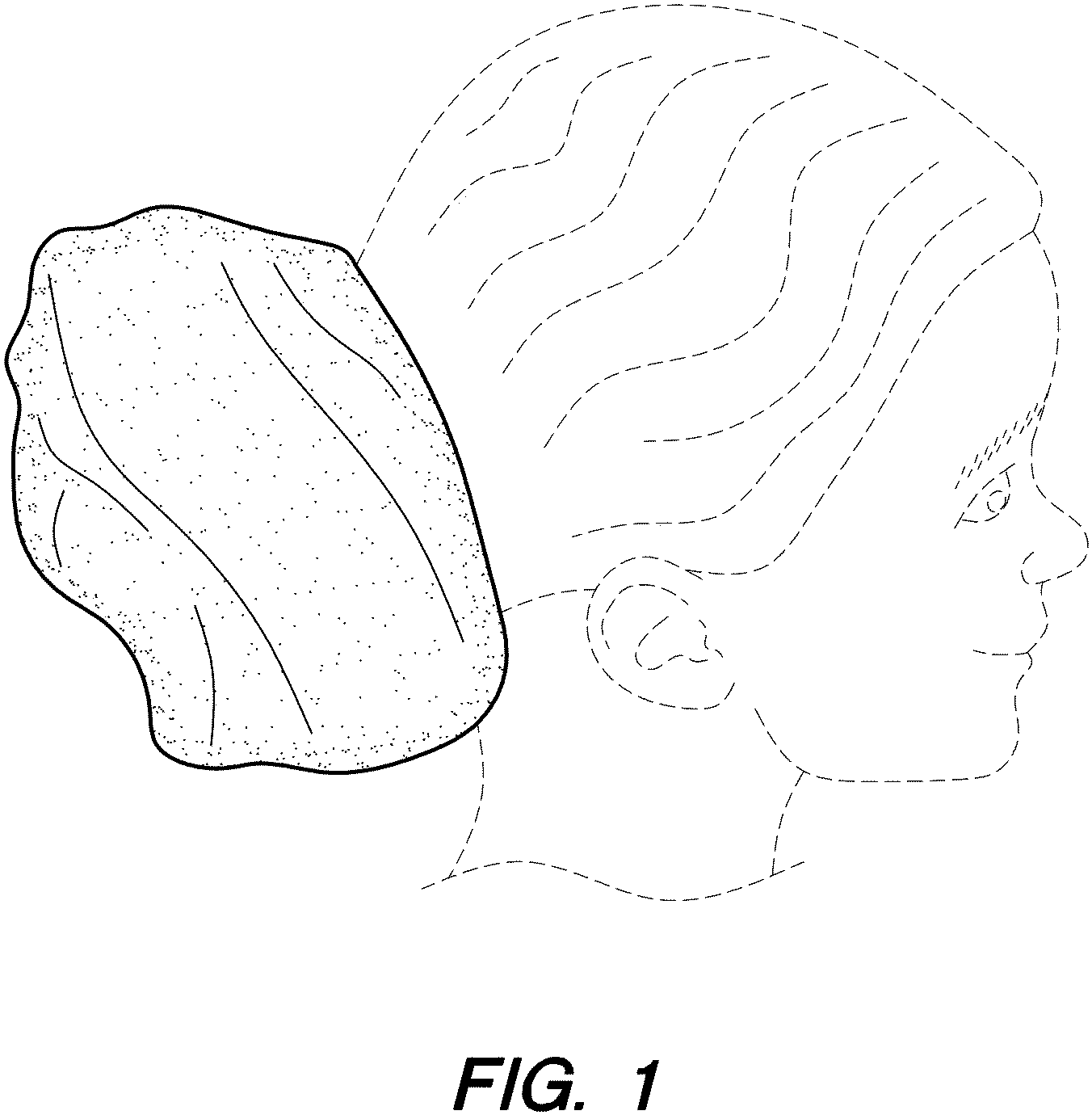 Patent USD1001555 Figure 1 – Hair drying towel