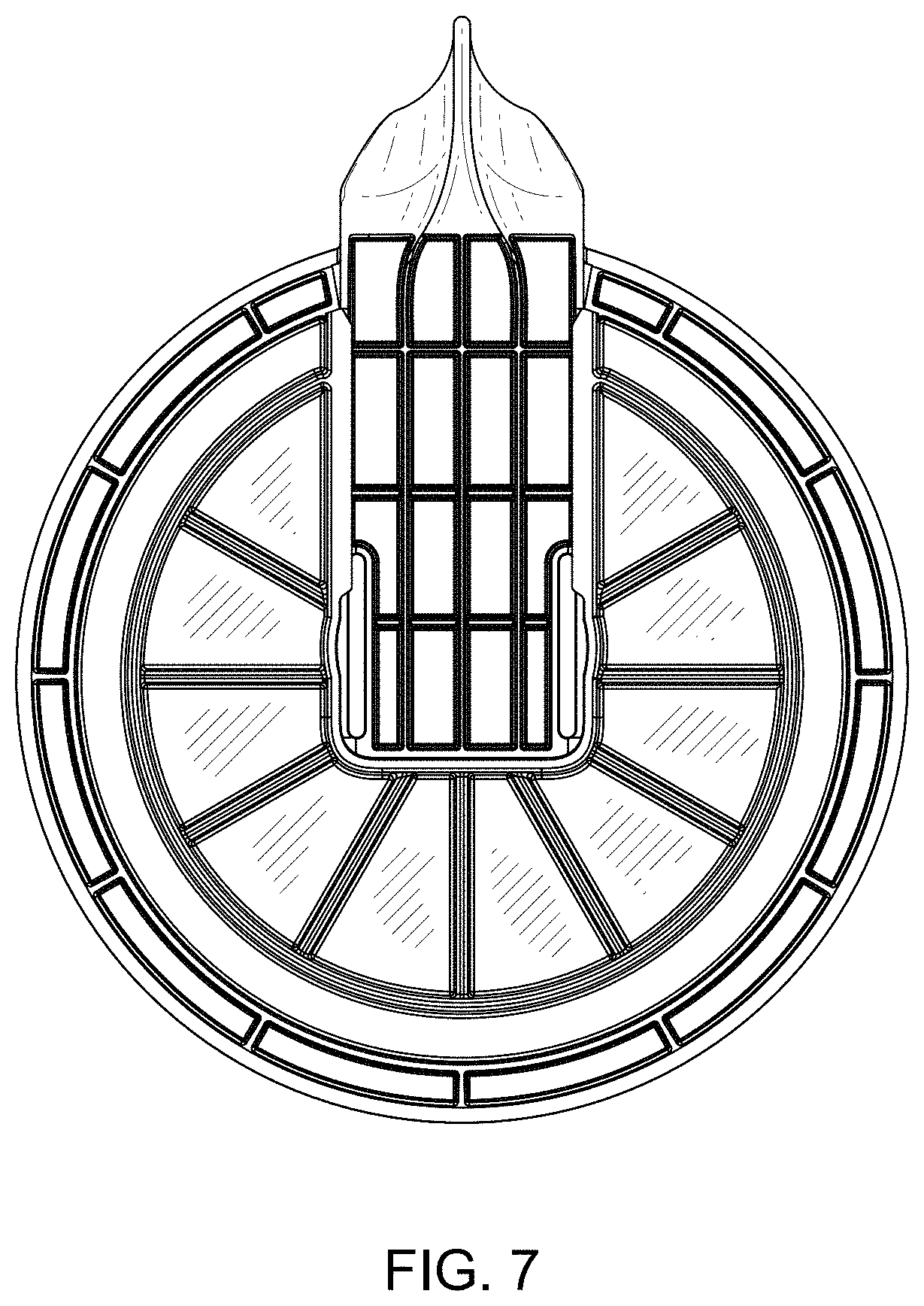 Patent USD1001591 Figure 7 – Two-part hanging tray for open beverages