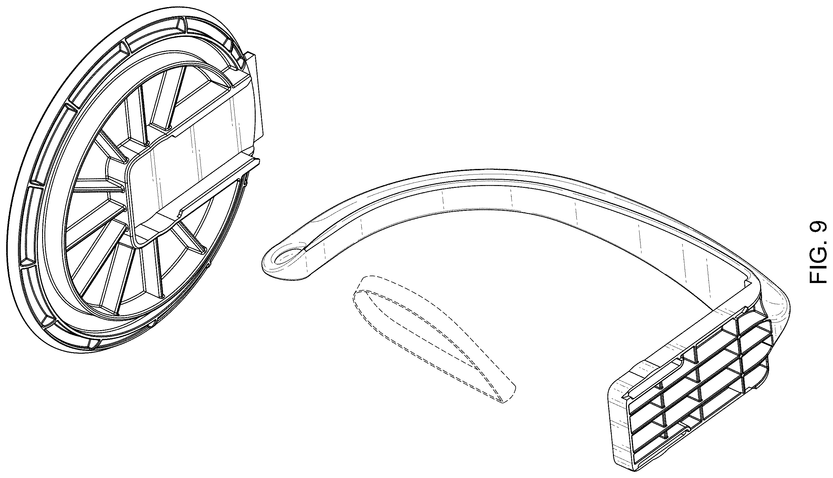 Patent USD1001591 Figure 9 – Two-part hanging tray for open beverages
