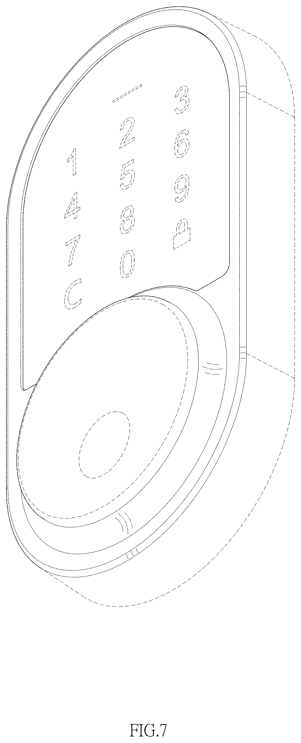 Patent USD1001615 Figure 7 – Lock escutcheon
