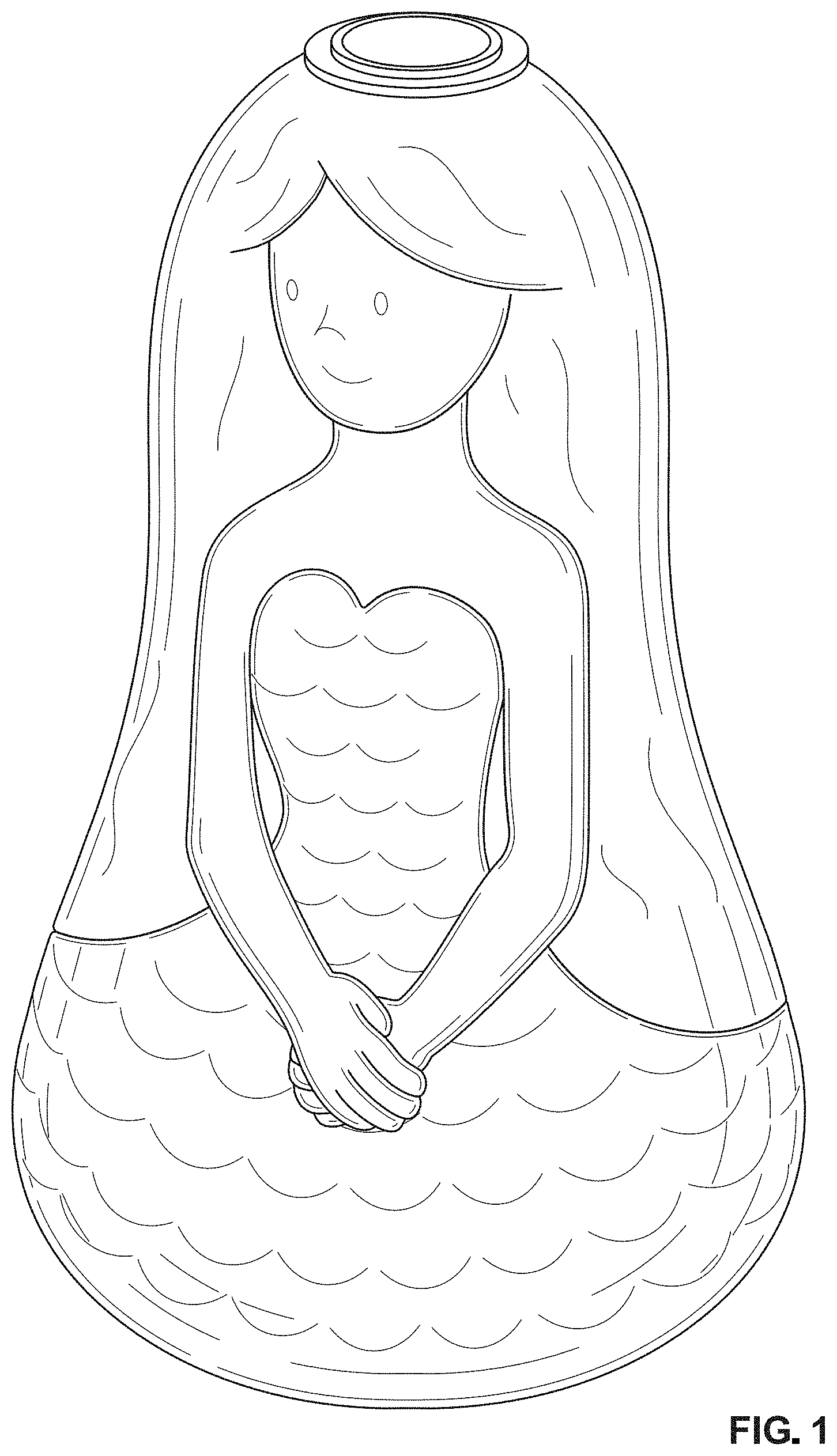 Patent USD1001645 Figure 1 – Mermaid bottle