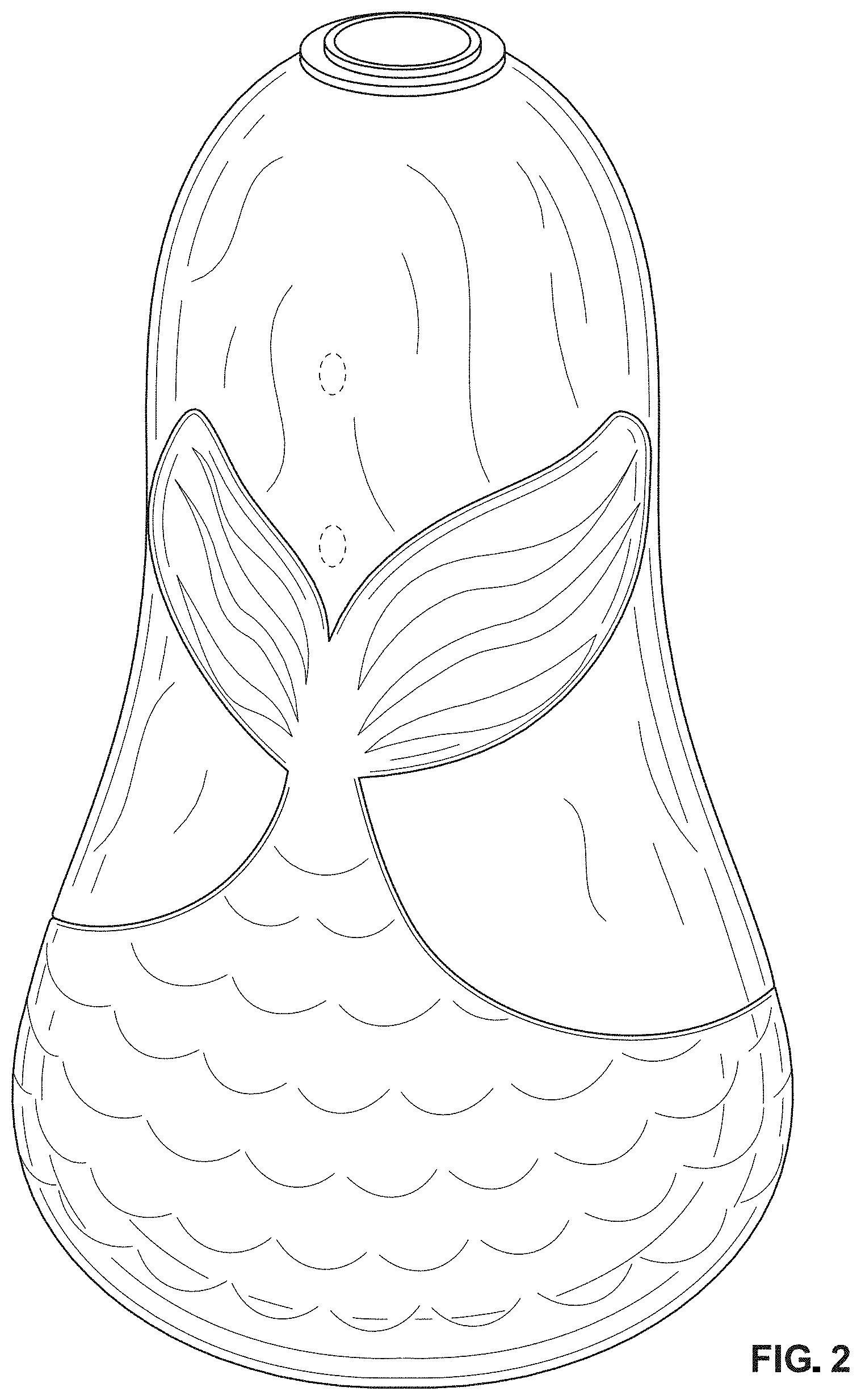 Patent USD1001645 Figure 2 – Mermaid bottle