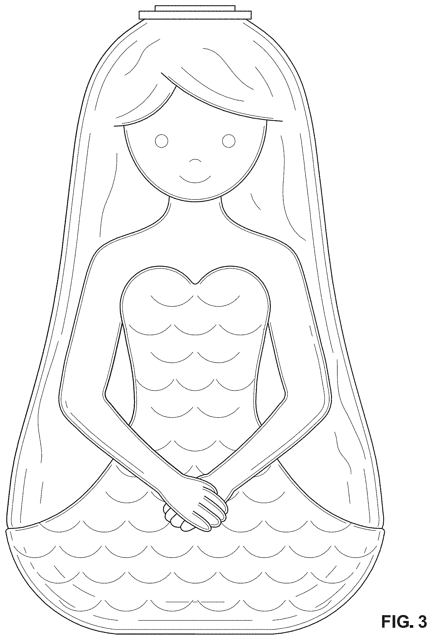 Patent USD1001645 Figure 3 – Mermaid bottle