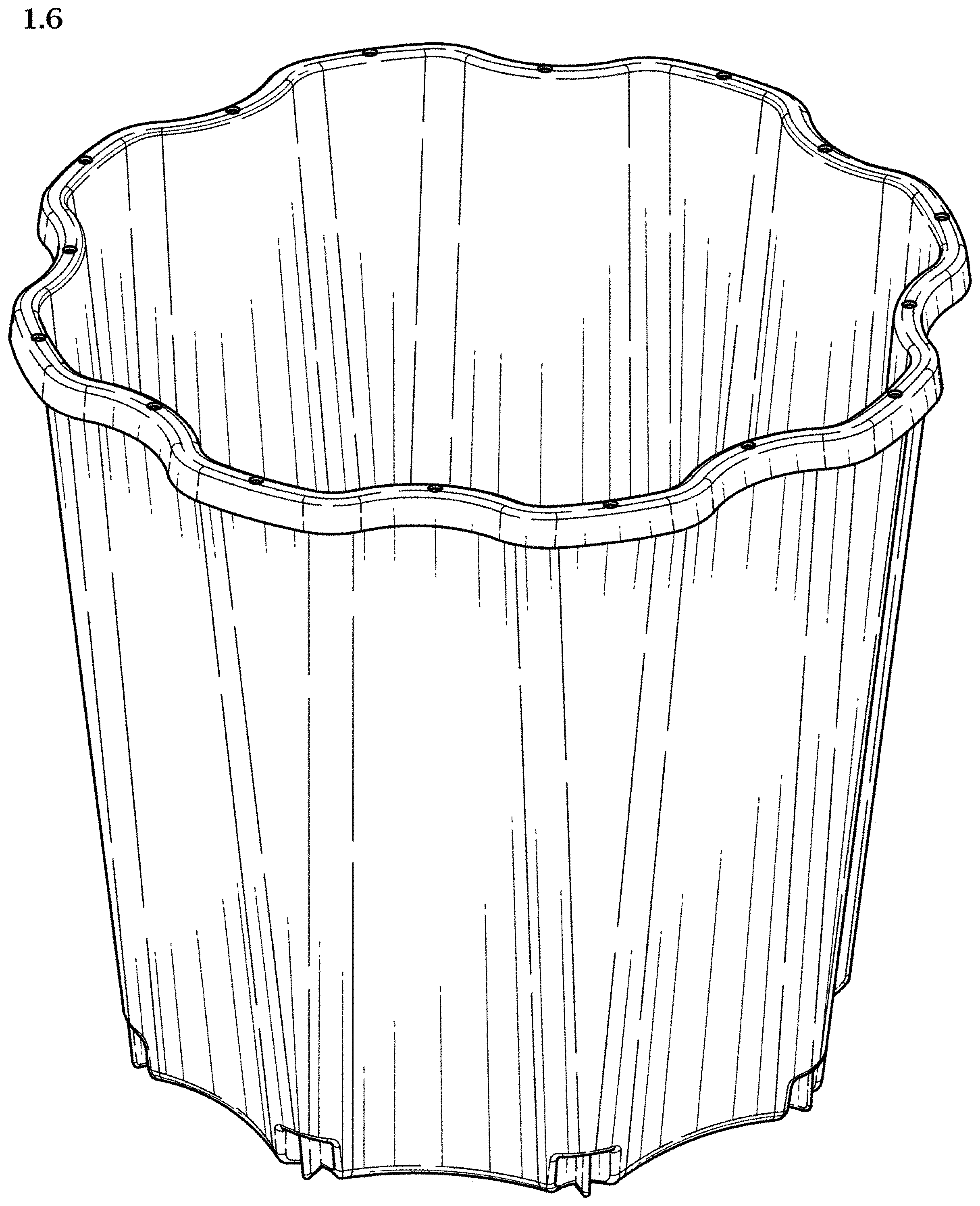Patent USD1001675 Figure 6 – Disposable stackable pot for flowers or plants