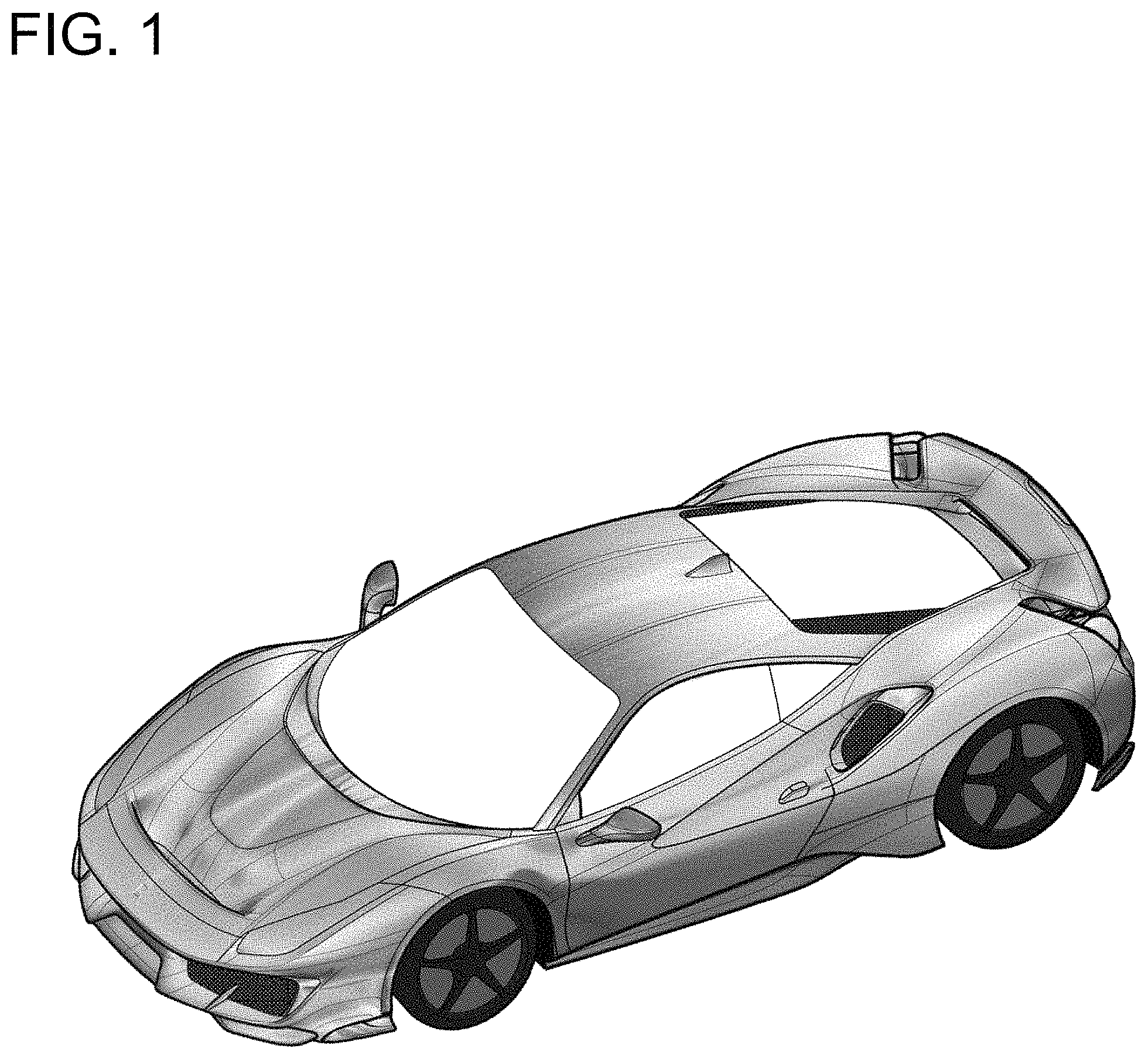 Patent USD1001683 Figure 1 – Car with surface ornamentation