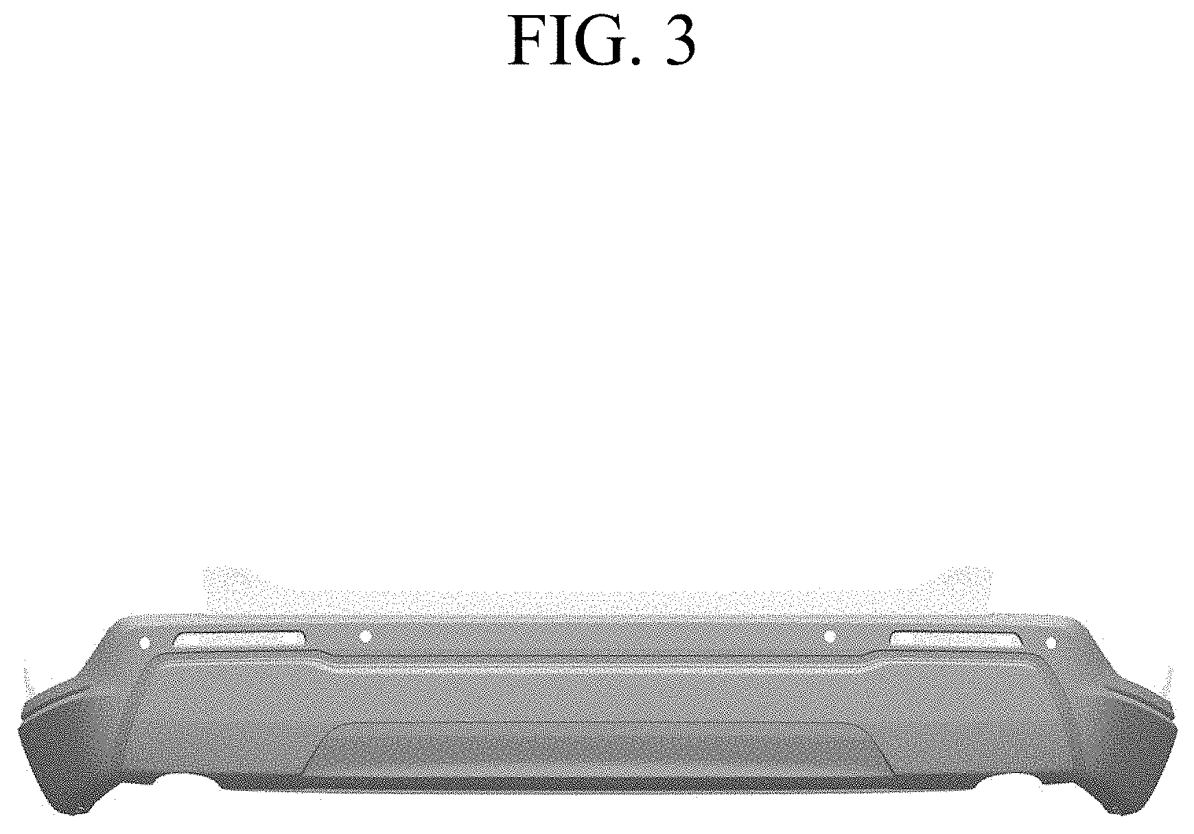 Patent USD1001696 Figure 3 – Rear bumper for automobile