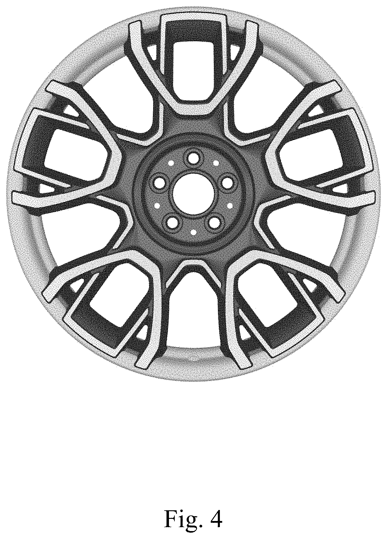 Patent USD1001708 Figure 4 – Vehicle wheel, toy vehicle wheel, and/or replicas thereof