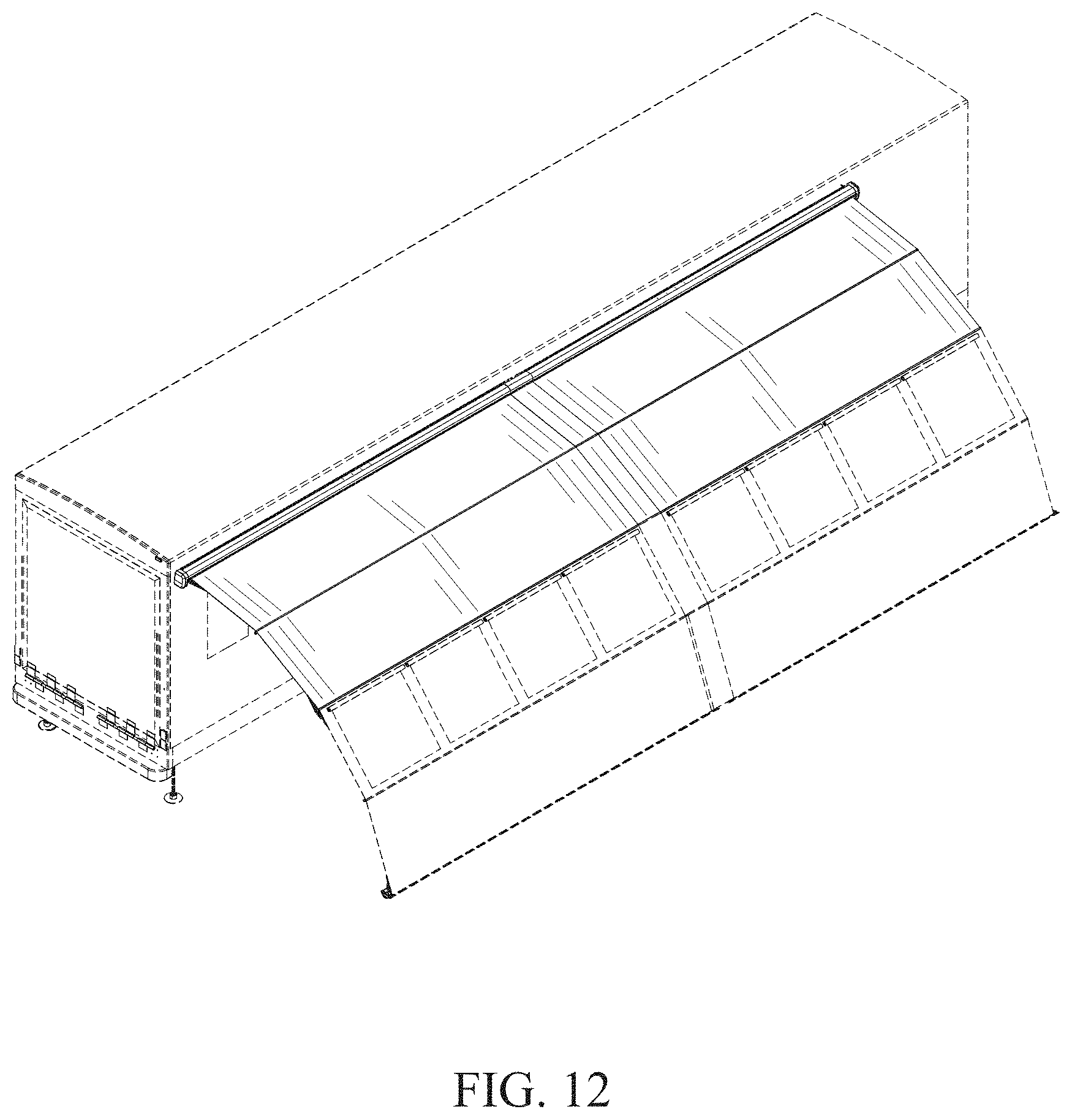 Patent USD1001714 Figure 9 – Retractable awning and partial room combination