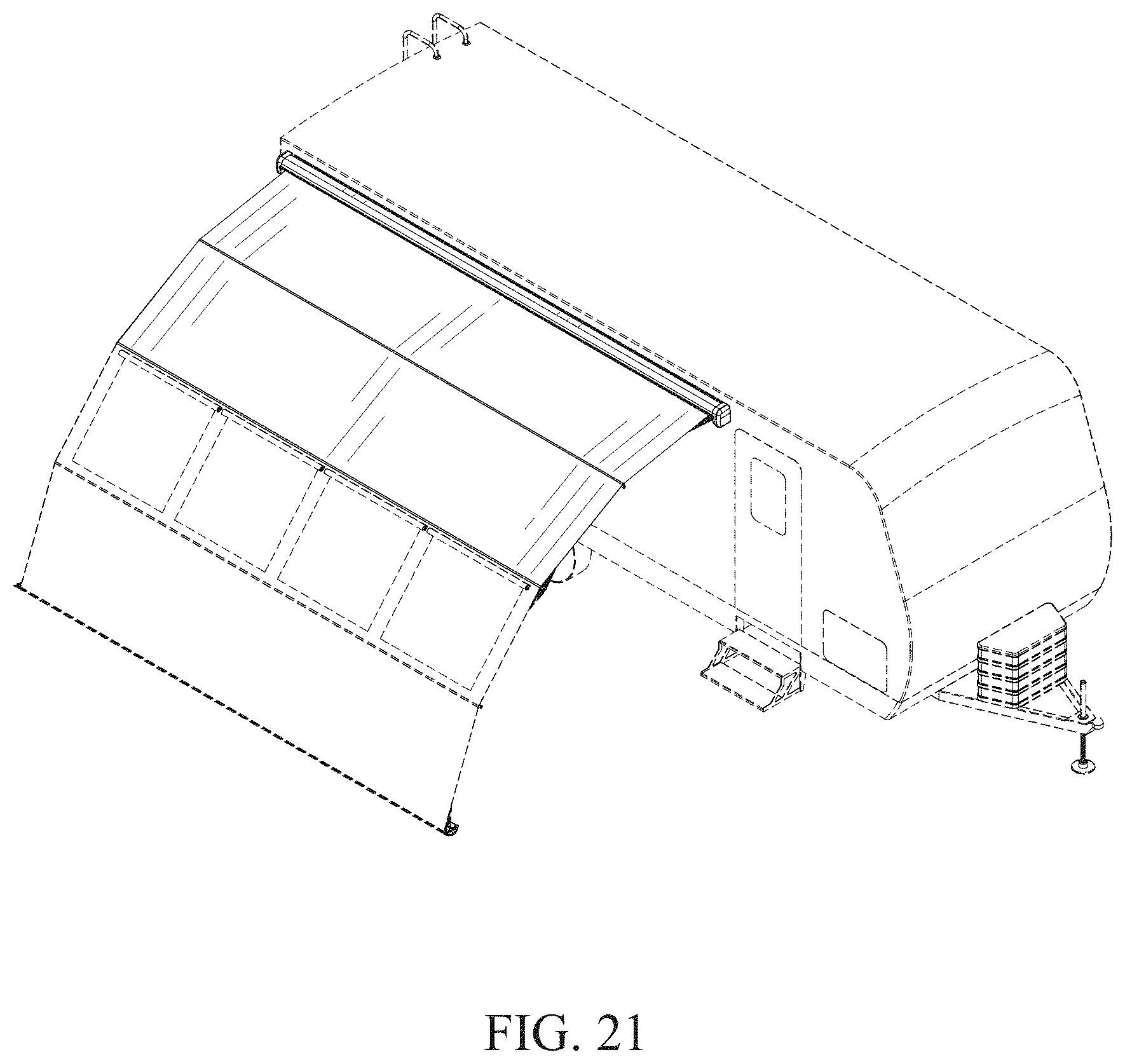 Patent USD1001714 Figure 15 – Retractable awning and partial room combination