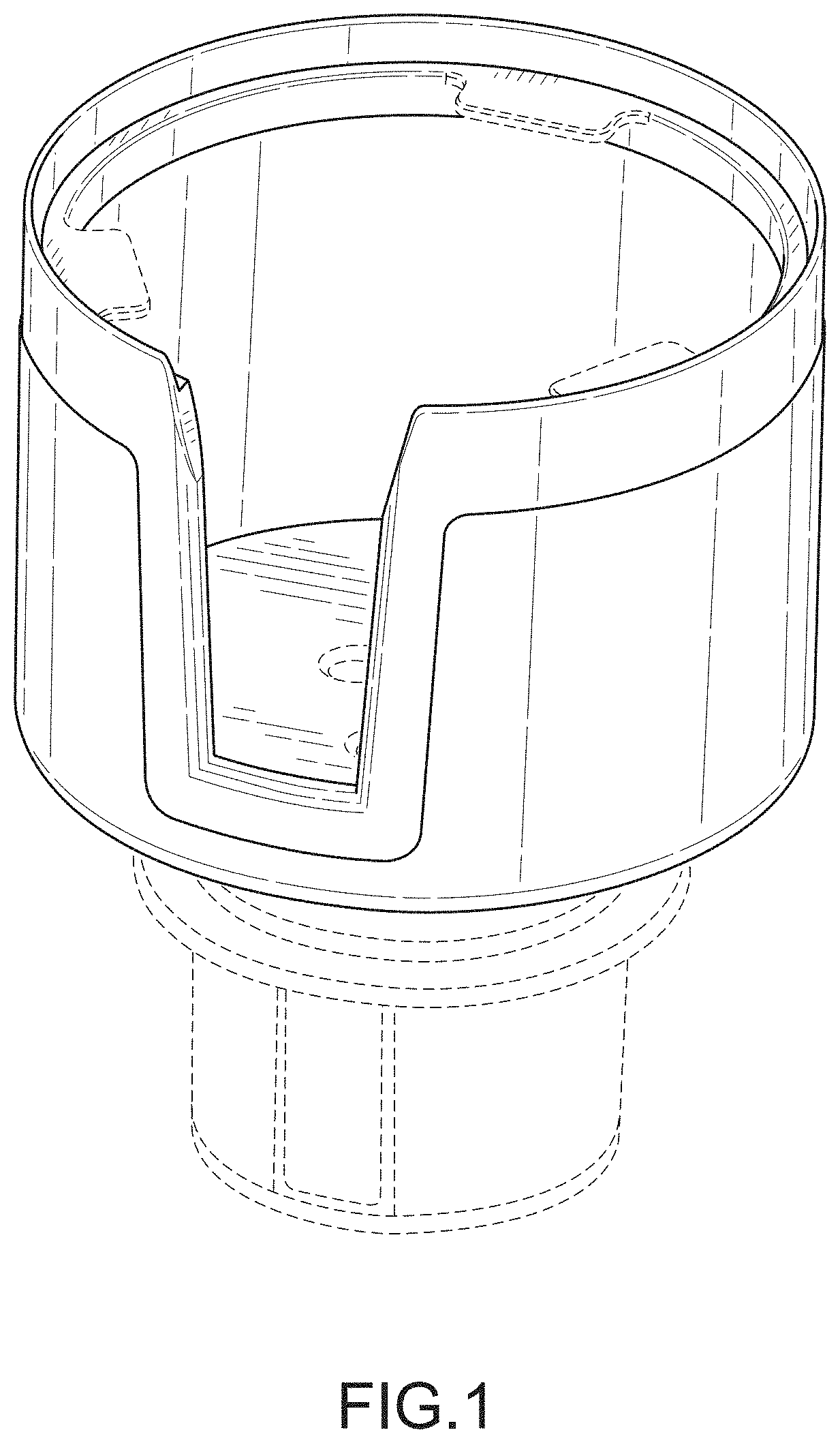 Patent USD1001719 Figure 1 – Cupholder for a vehicle