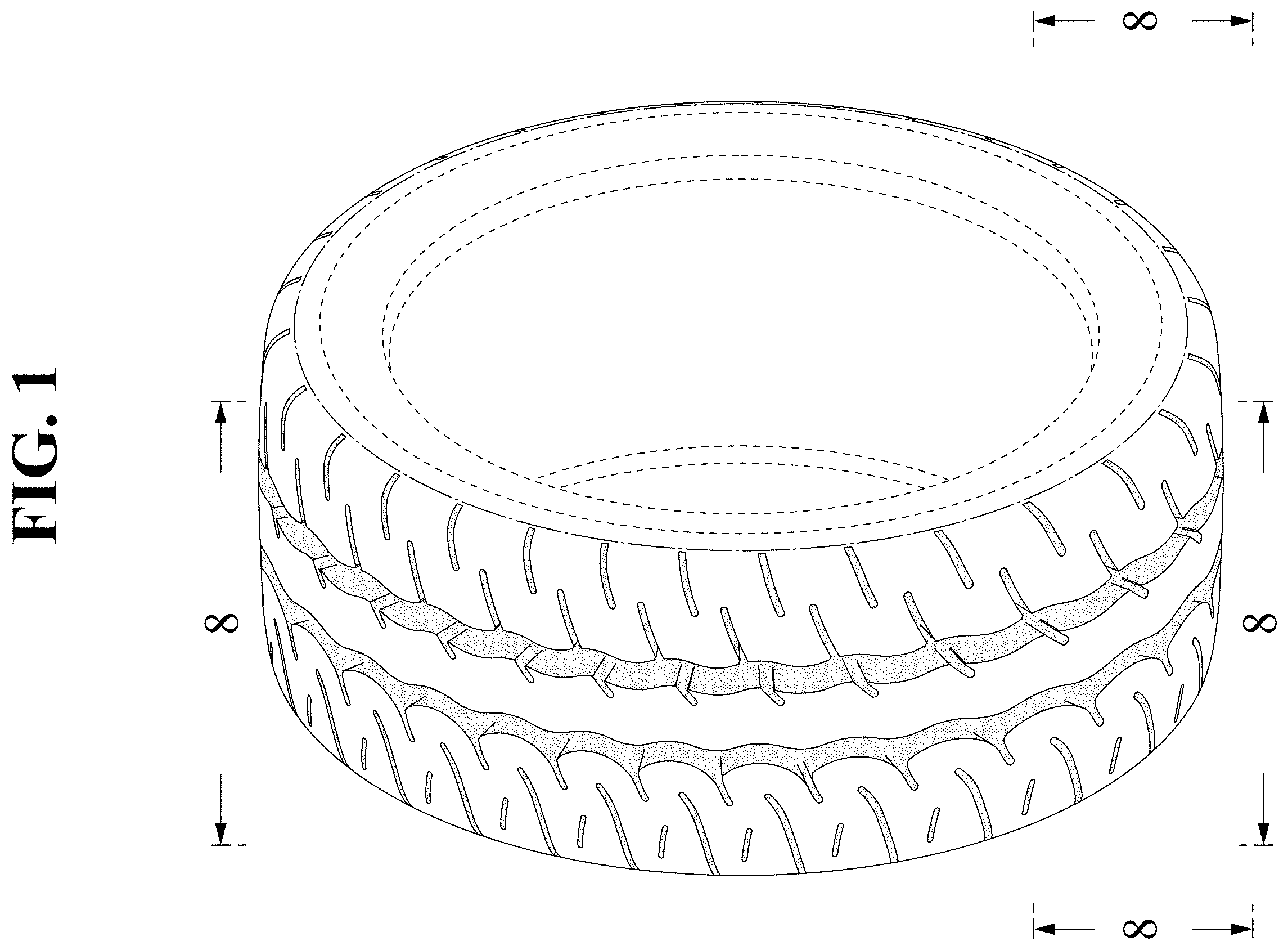 Patent USD1001720 Figure 1 – Automobile tire