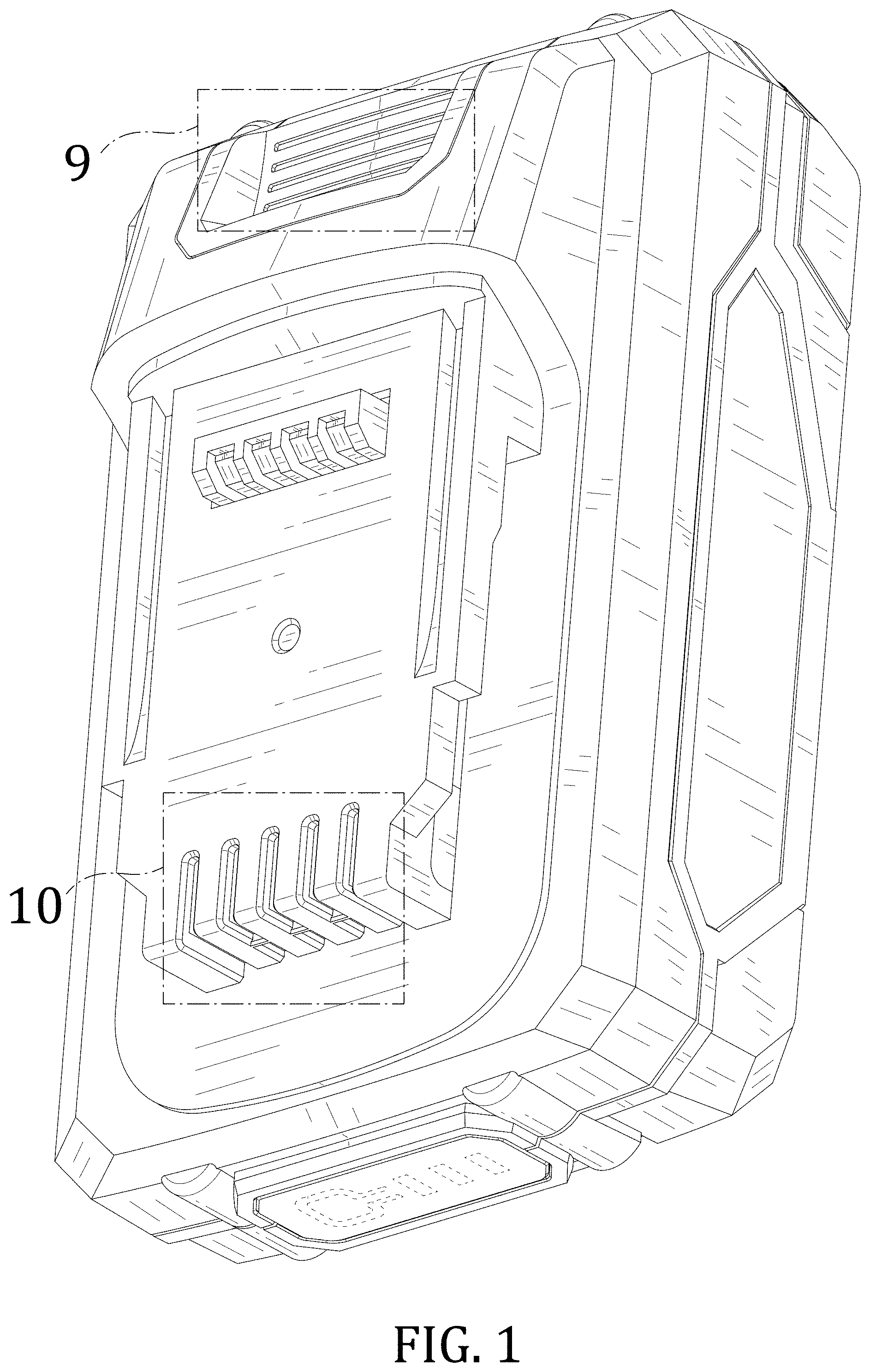 Patent USD1001728 Figure 1 – Power tool battery pack