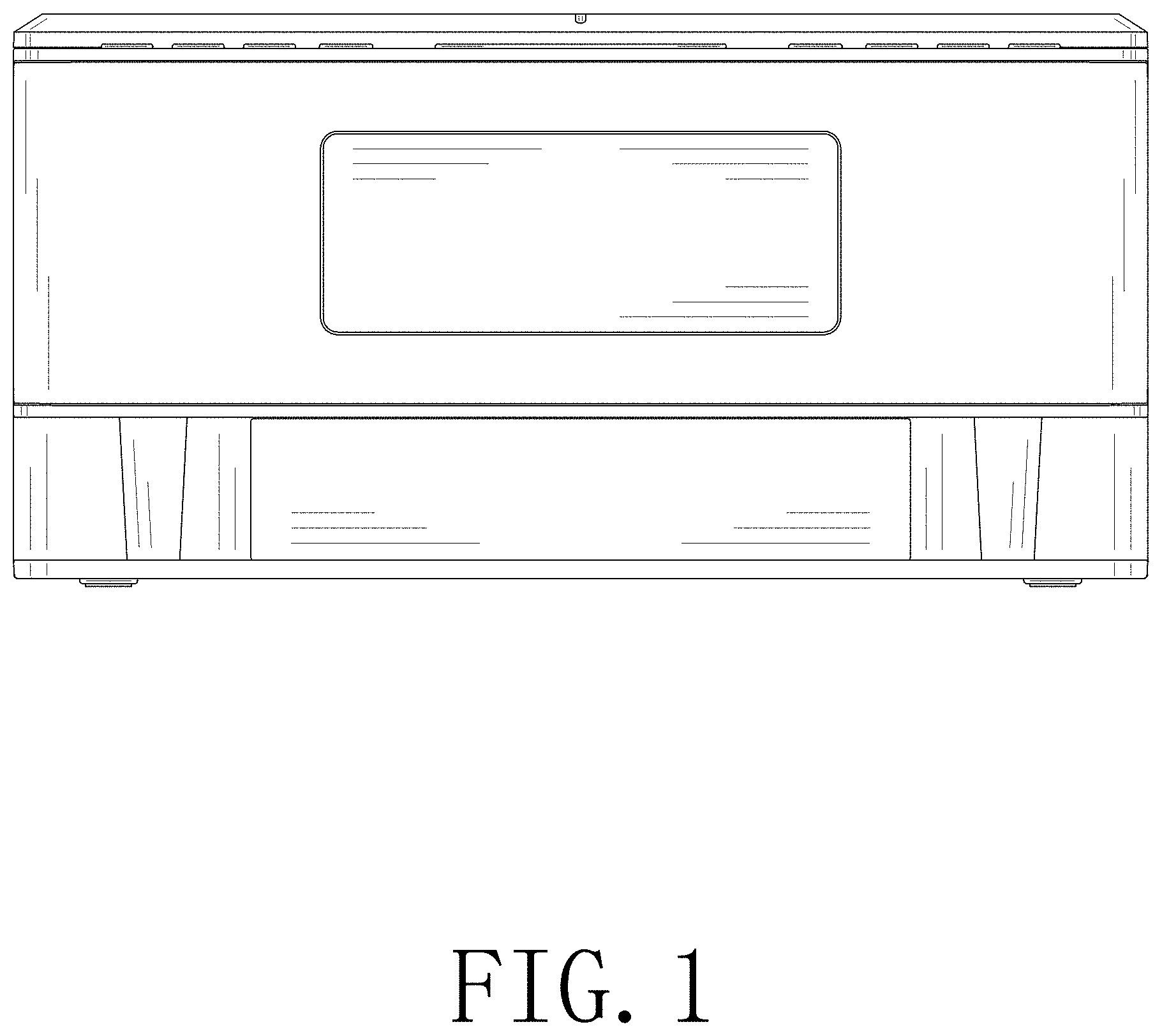 Patent USD1001767 Figure 1 – UVC sterilization box with charger and clock and speaker