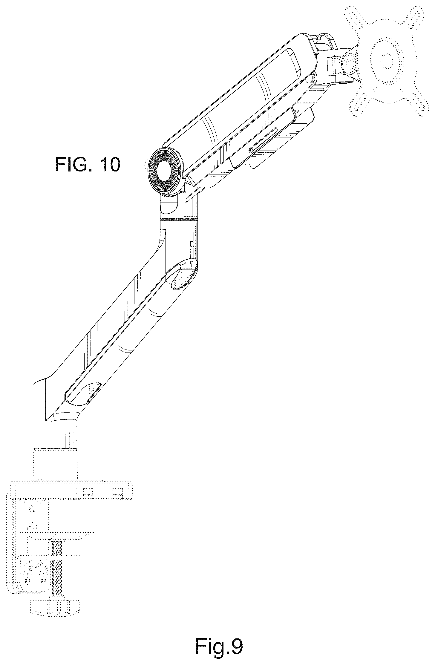 Patent USD1001816 Figure 9 – Monitor arm