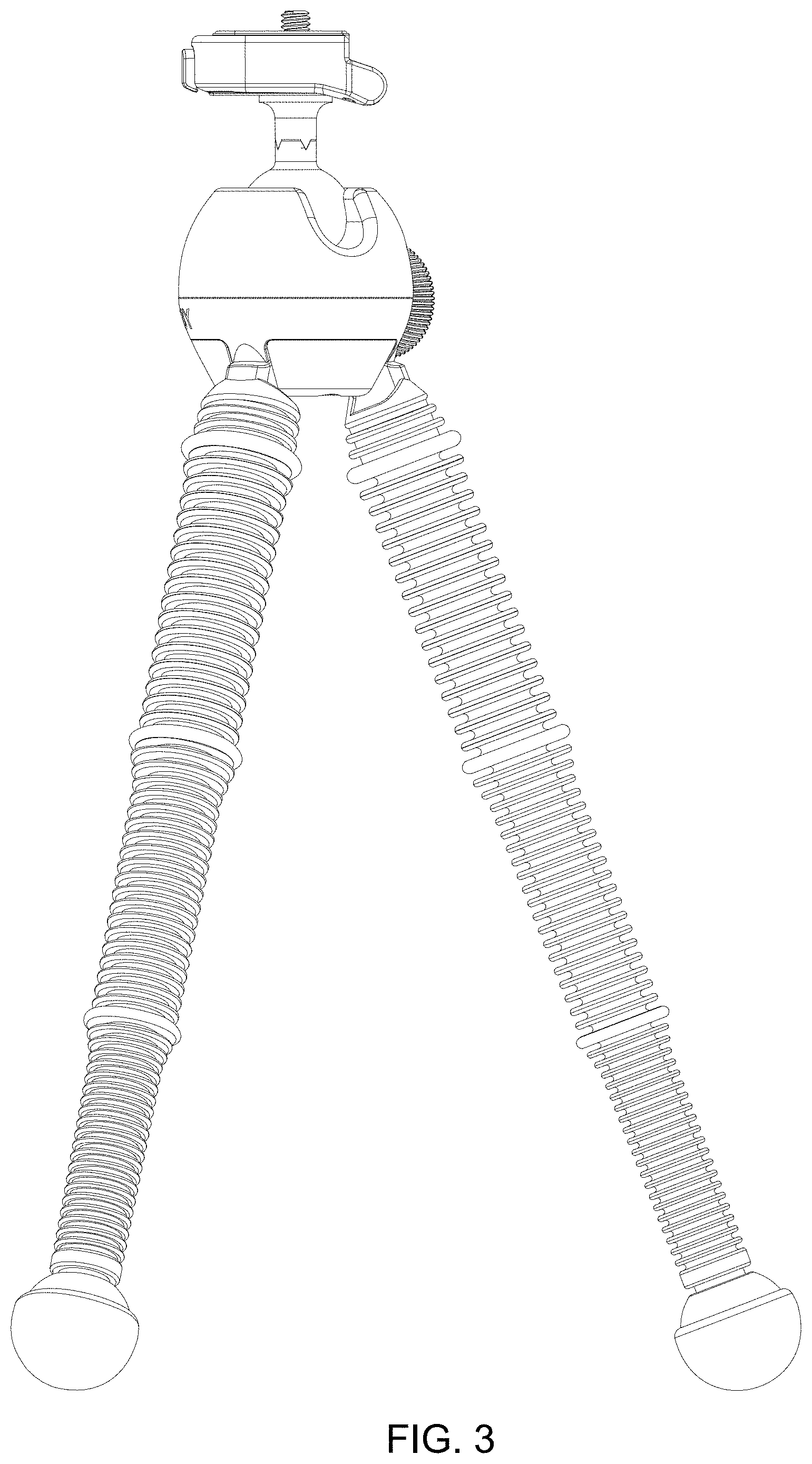 Patent USD1001877 Figure 3 – Tripod with mounting extension
