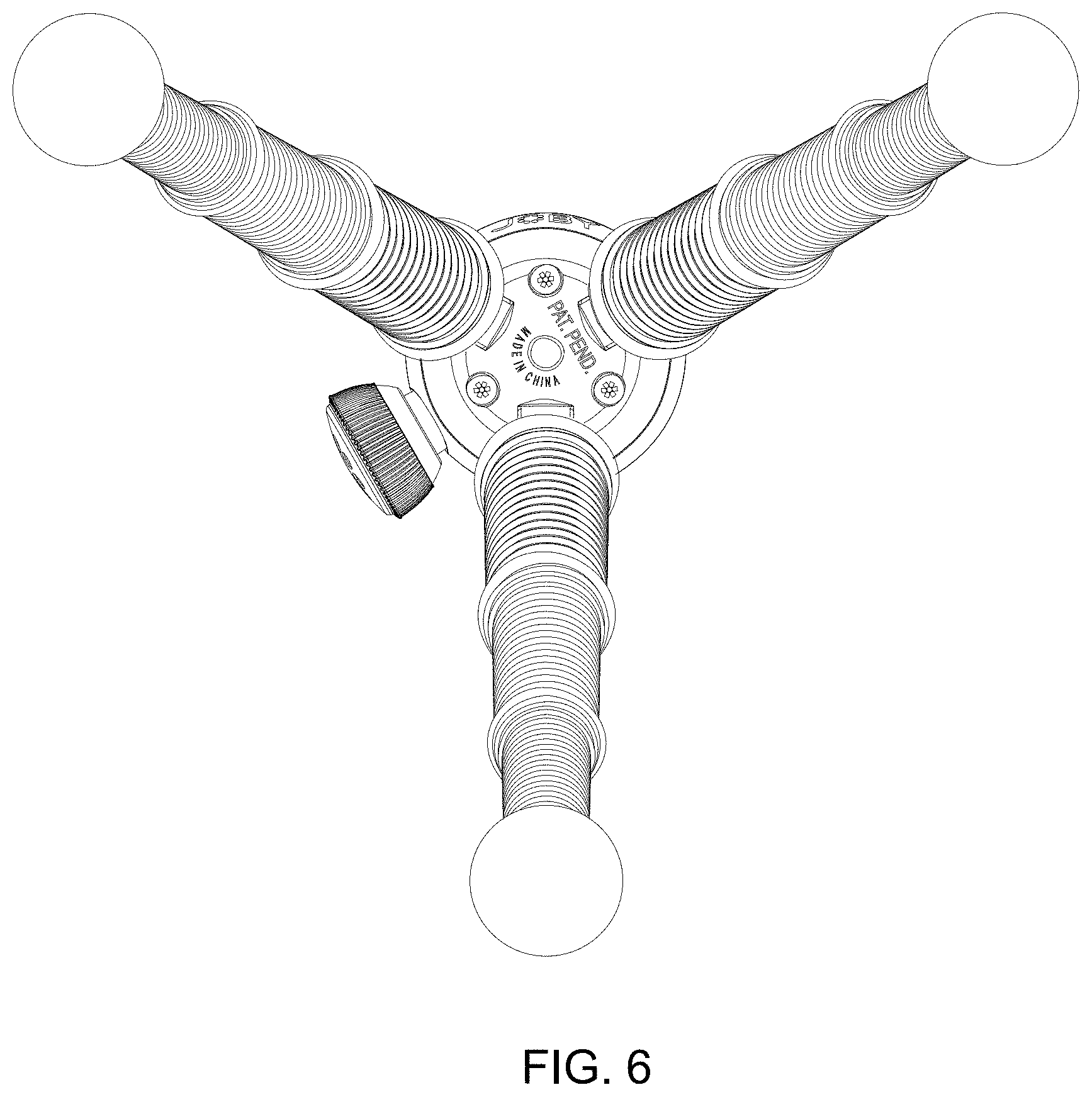 Patent USD1001877 Figure 6 – Tripod with mounting extension