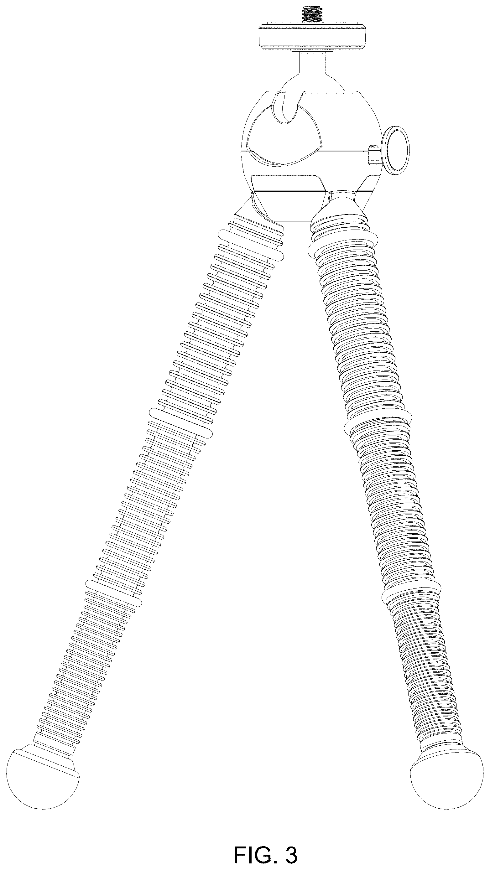Patent USD1001878 Figure 3 – Tripod with mounting extension
