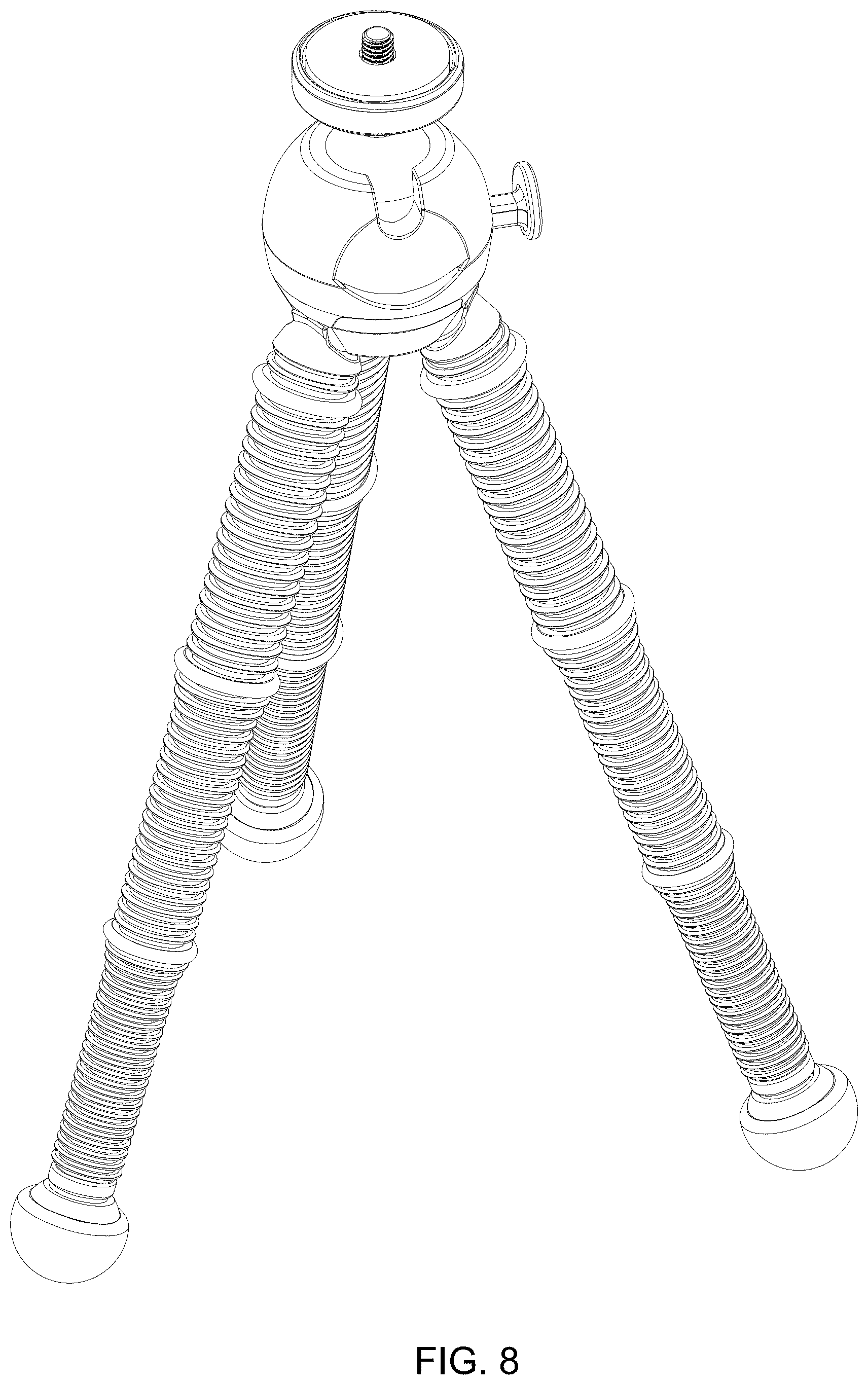 Patent USD1001878 Figure 8 – Tripod with mounting extension