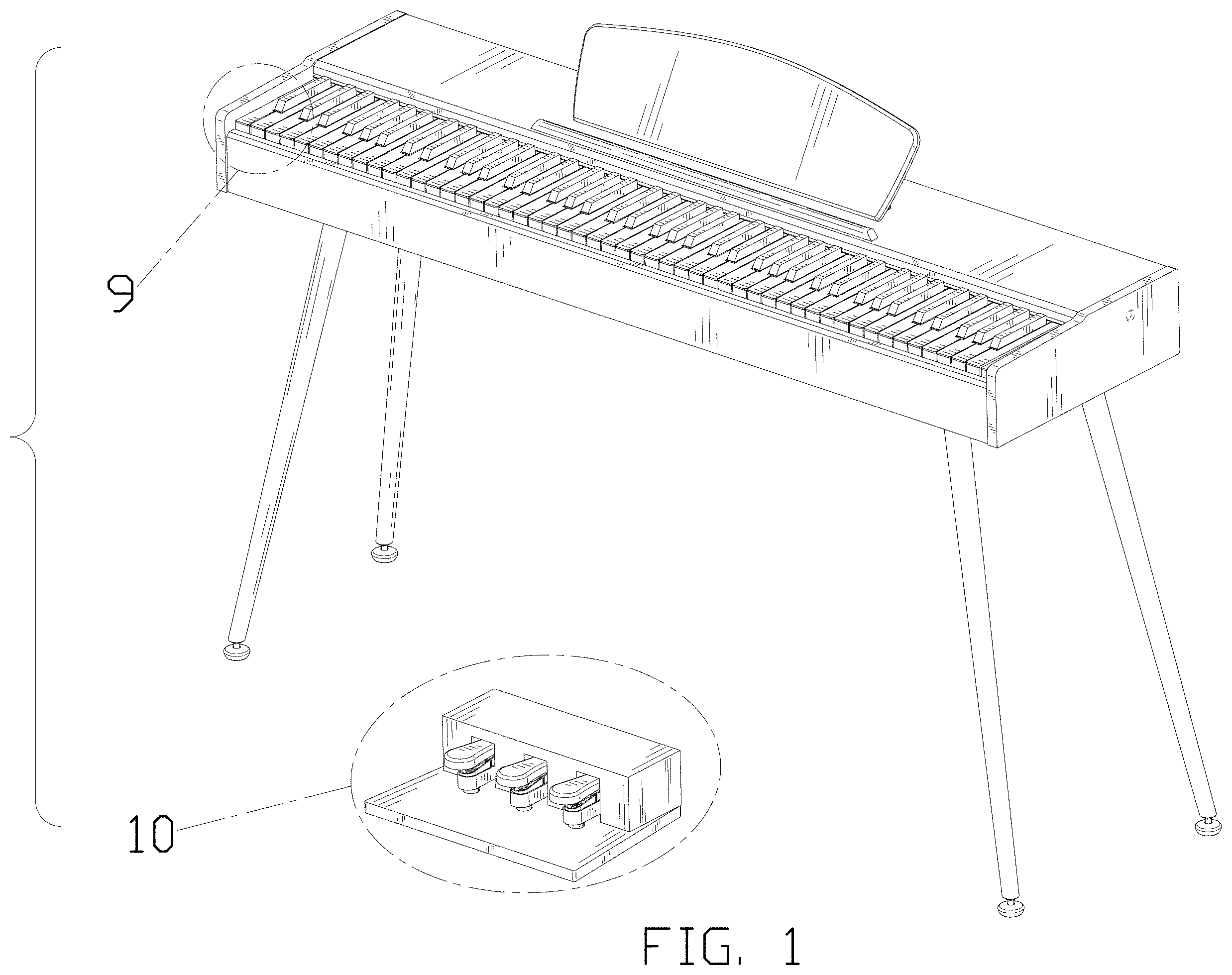 Patent USD1001883 — Electronic piano — Figure 1