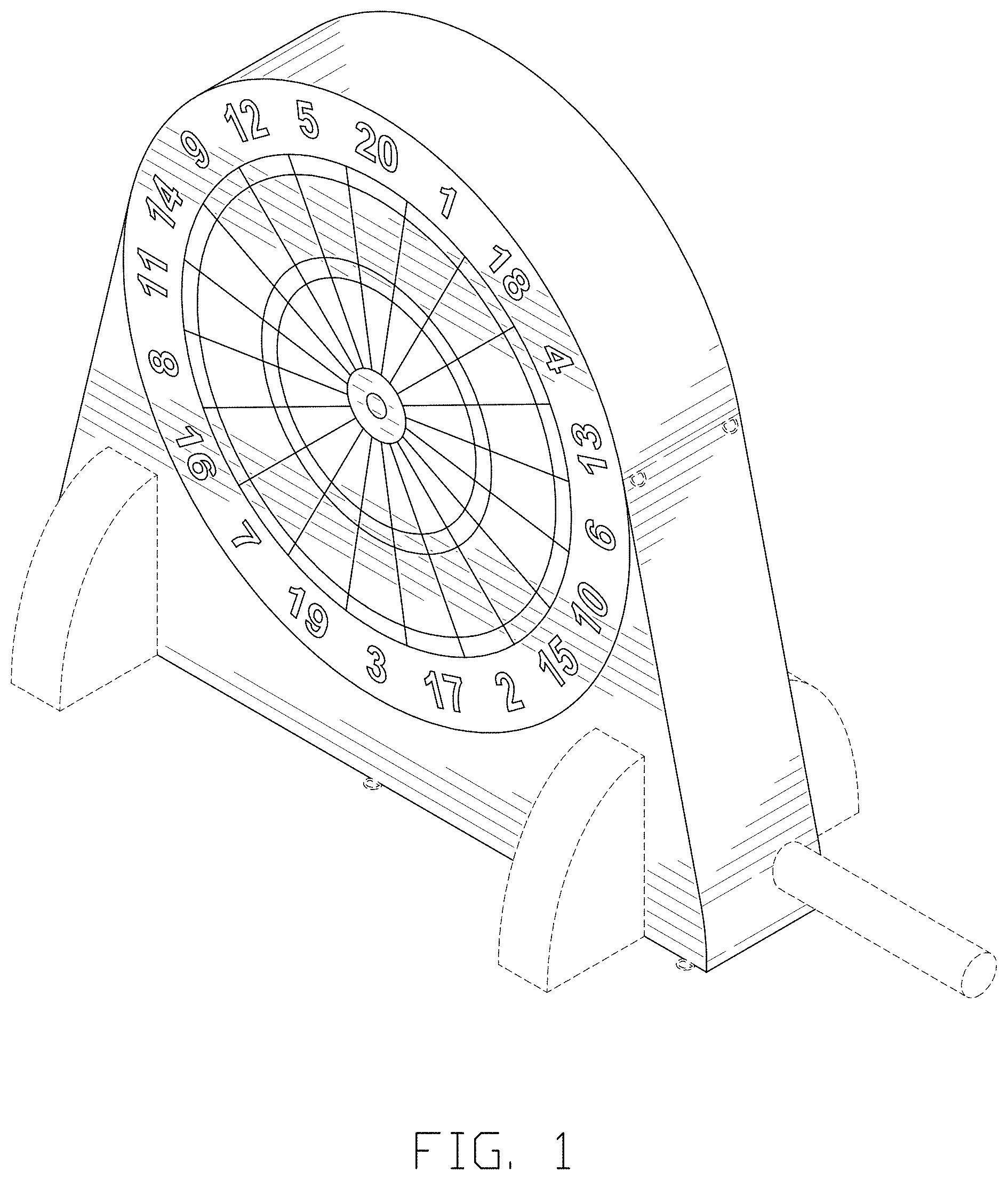 Patent USD1001894 Figure 1 – Inflatable dart board