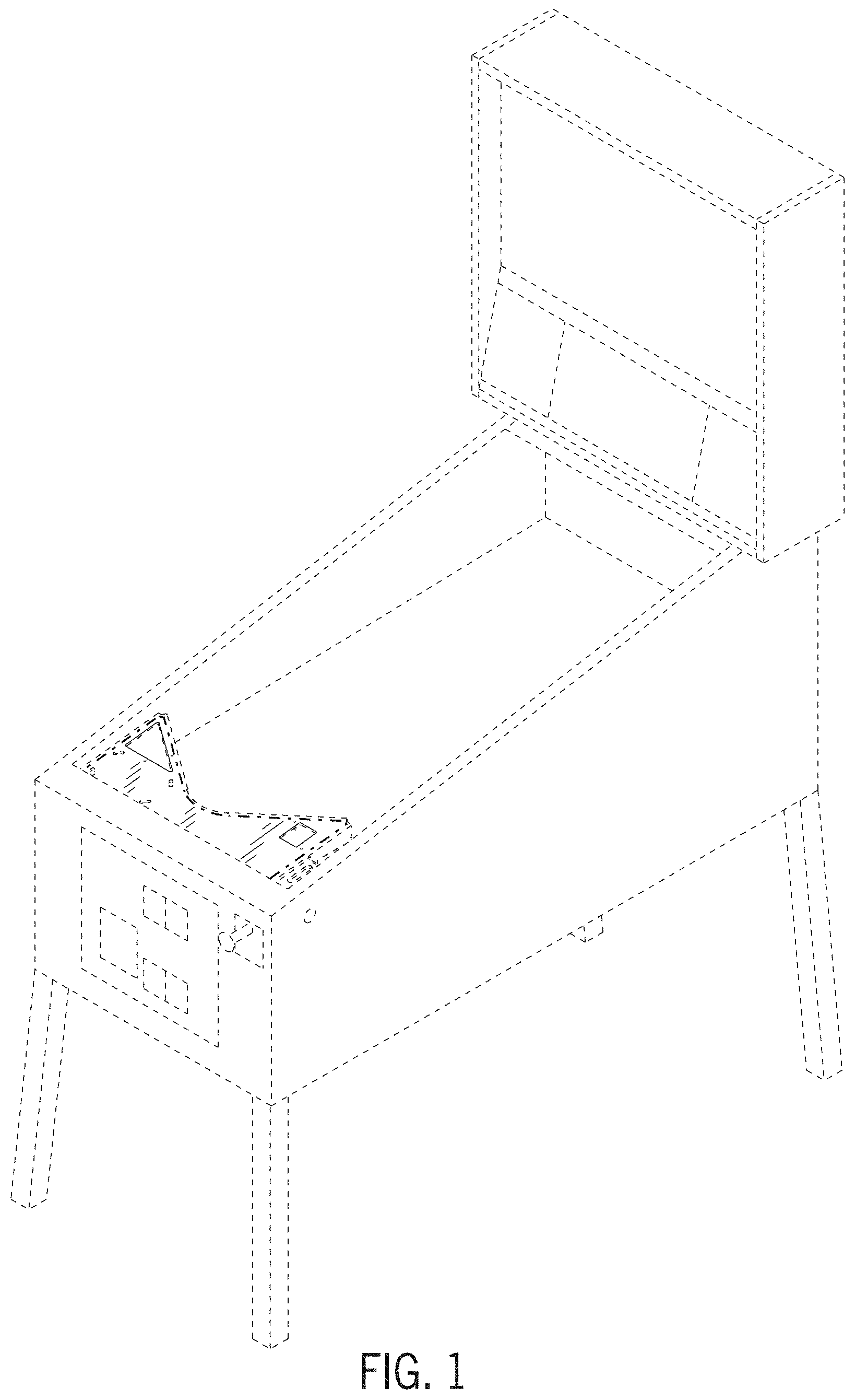 Patent USD1001895 Figure 1 – Playfield arch for a pinball machine