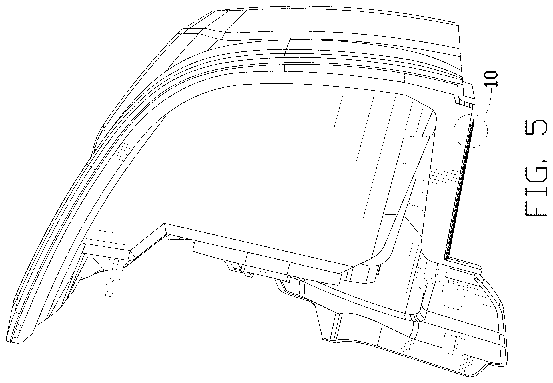 Patent USD1002043 Figure 5 – Taillight for a vehicle