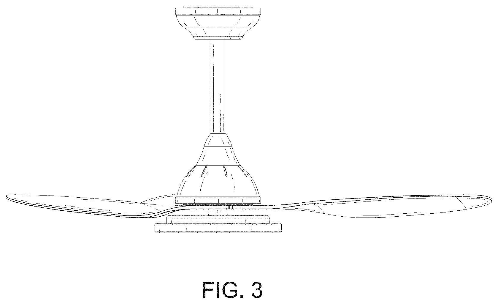 Patent USD1002048 Figure 3 – Ceiling fan lamp