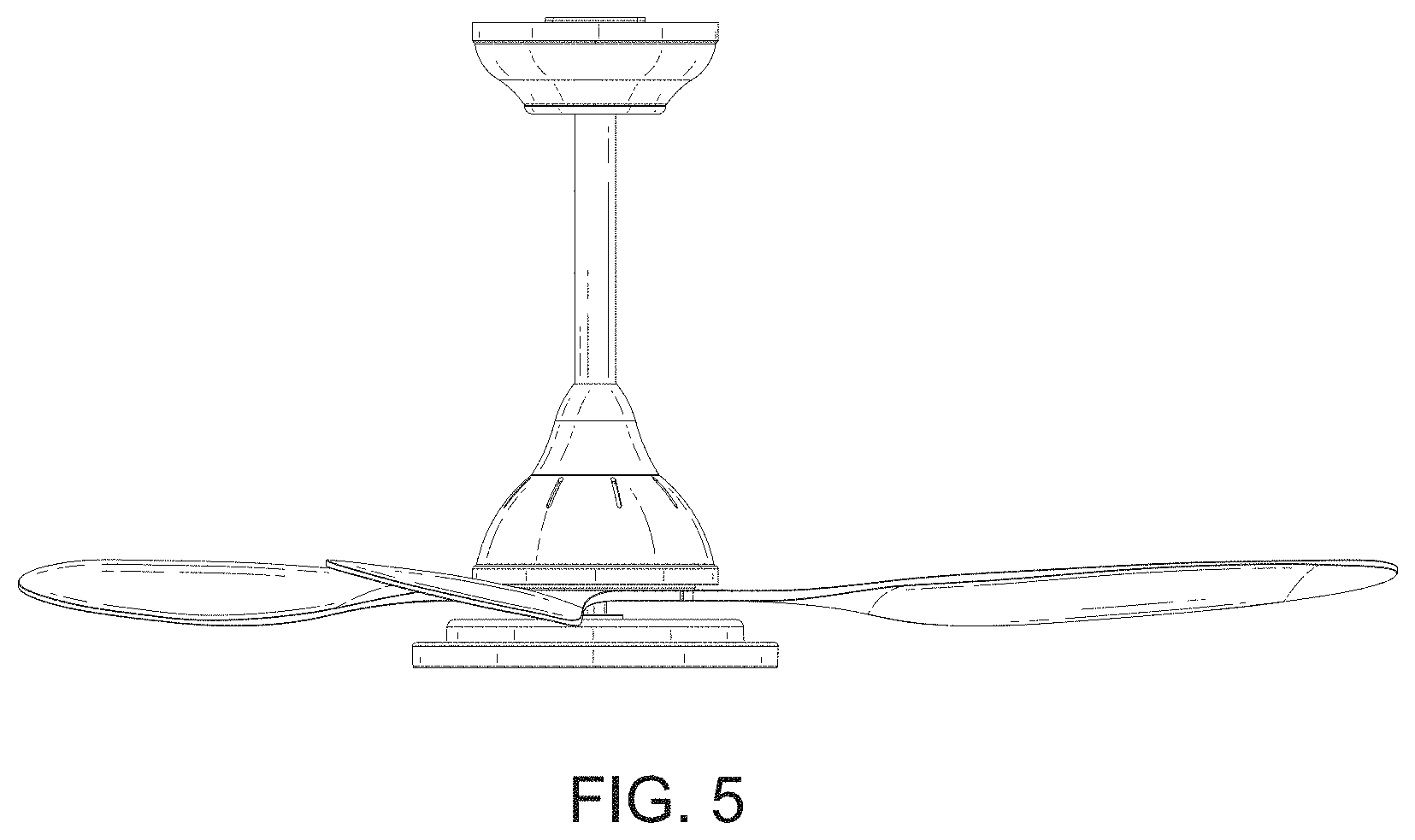 Patent USD1002048 Figure 5 – Ceiling fan lamp