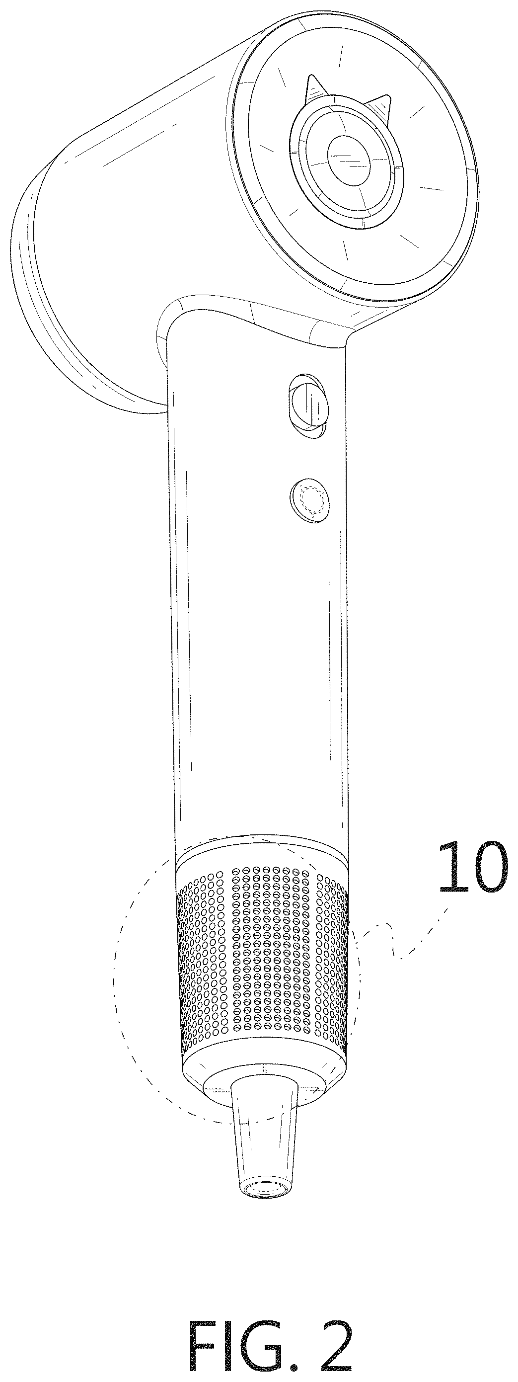 Patent USD1002102 Figure 2 – Hair dryer