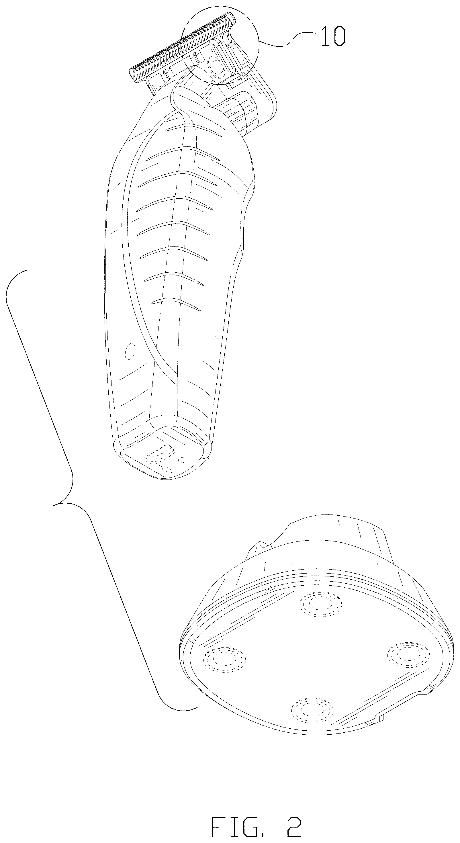 Patent USD1002106 Figure 2 – Combined hair trimmer with base