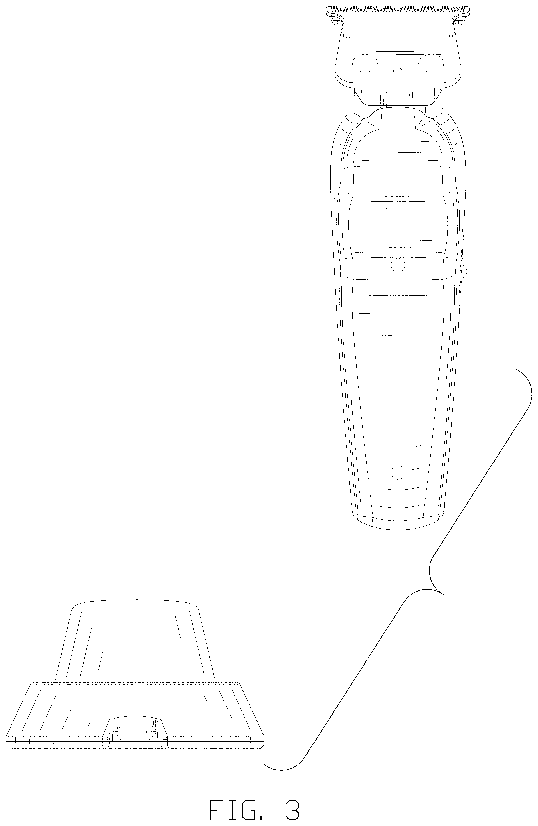 Patent USD1002106 Figure 3 – Combined hair trimmer with base