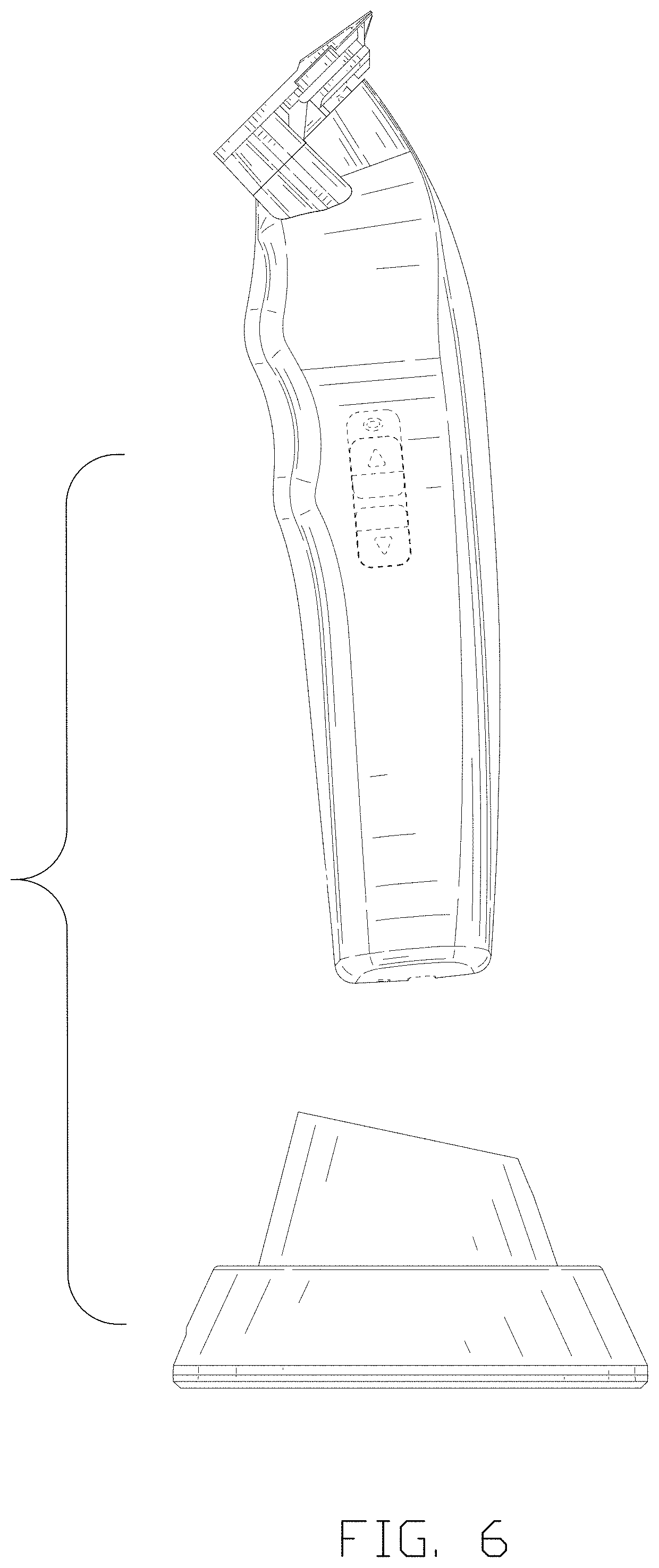 Patent USD1002106 Figure 6 – Combined hair trimmer with base