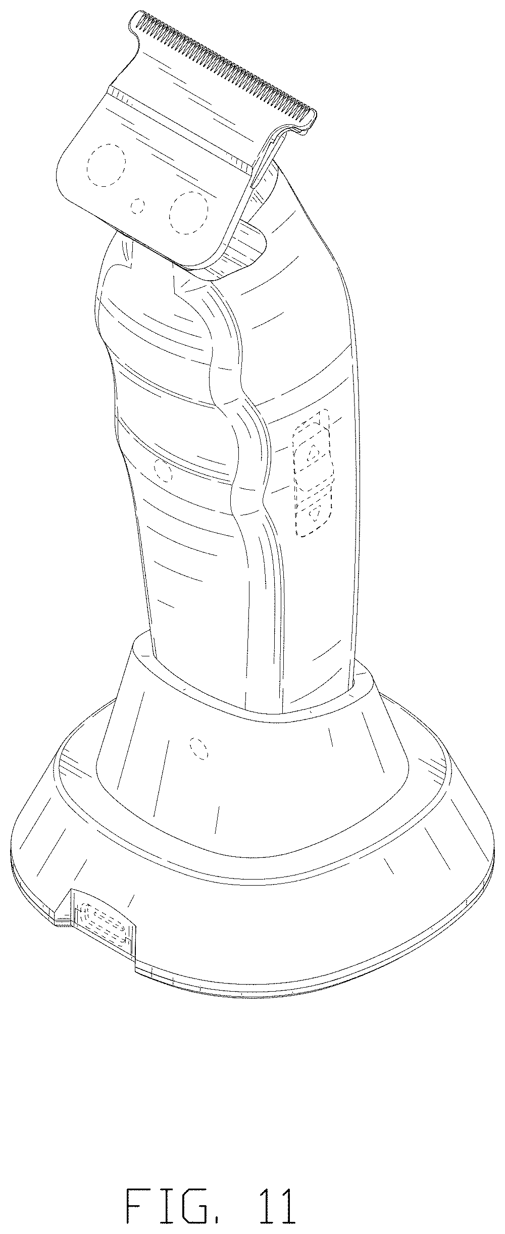 Patent USD1002106 Figure 11 – Combined hair trimmer with base