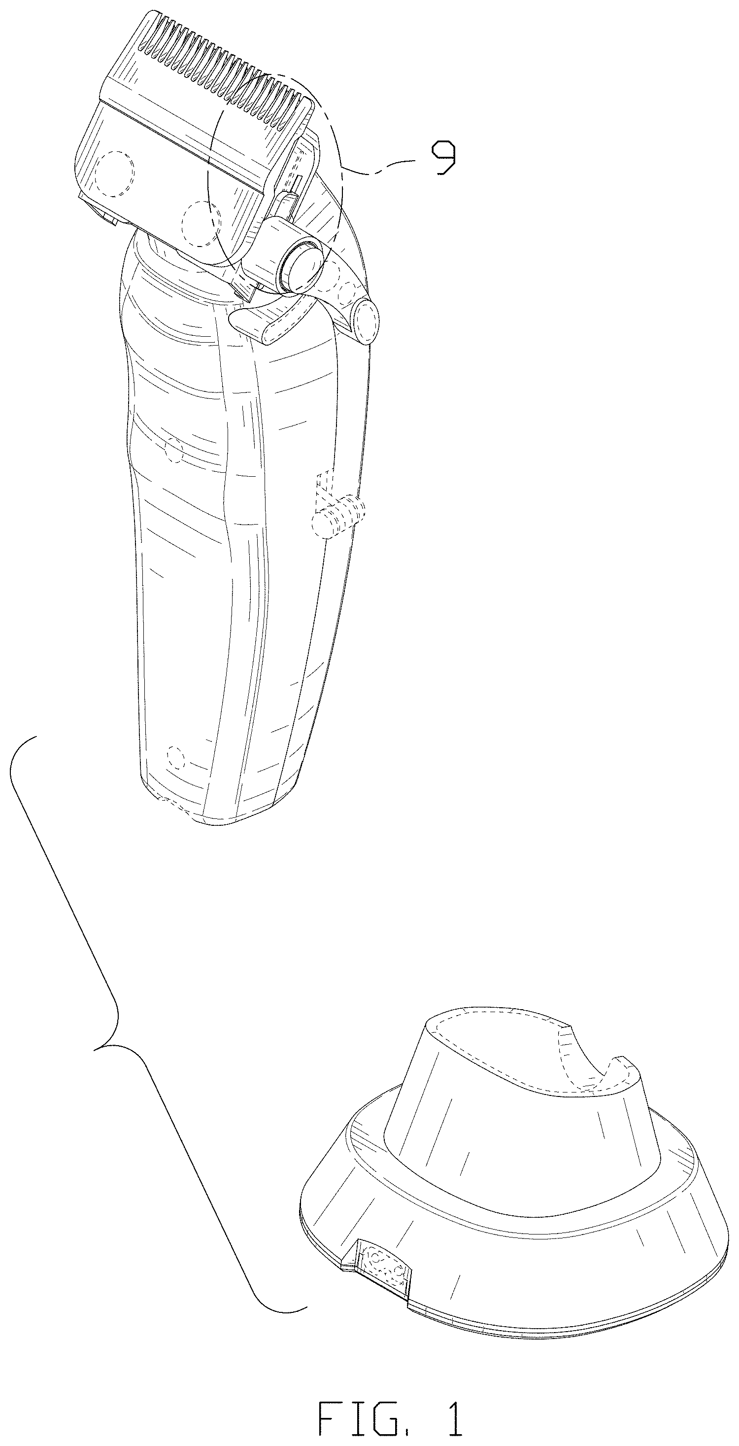 Patent USD1002107 Figure 1 – Combined hair clipper with base
