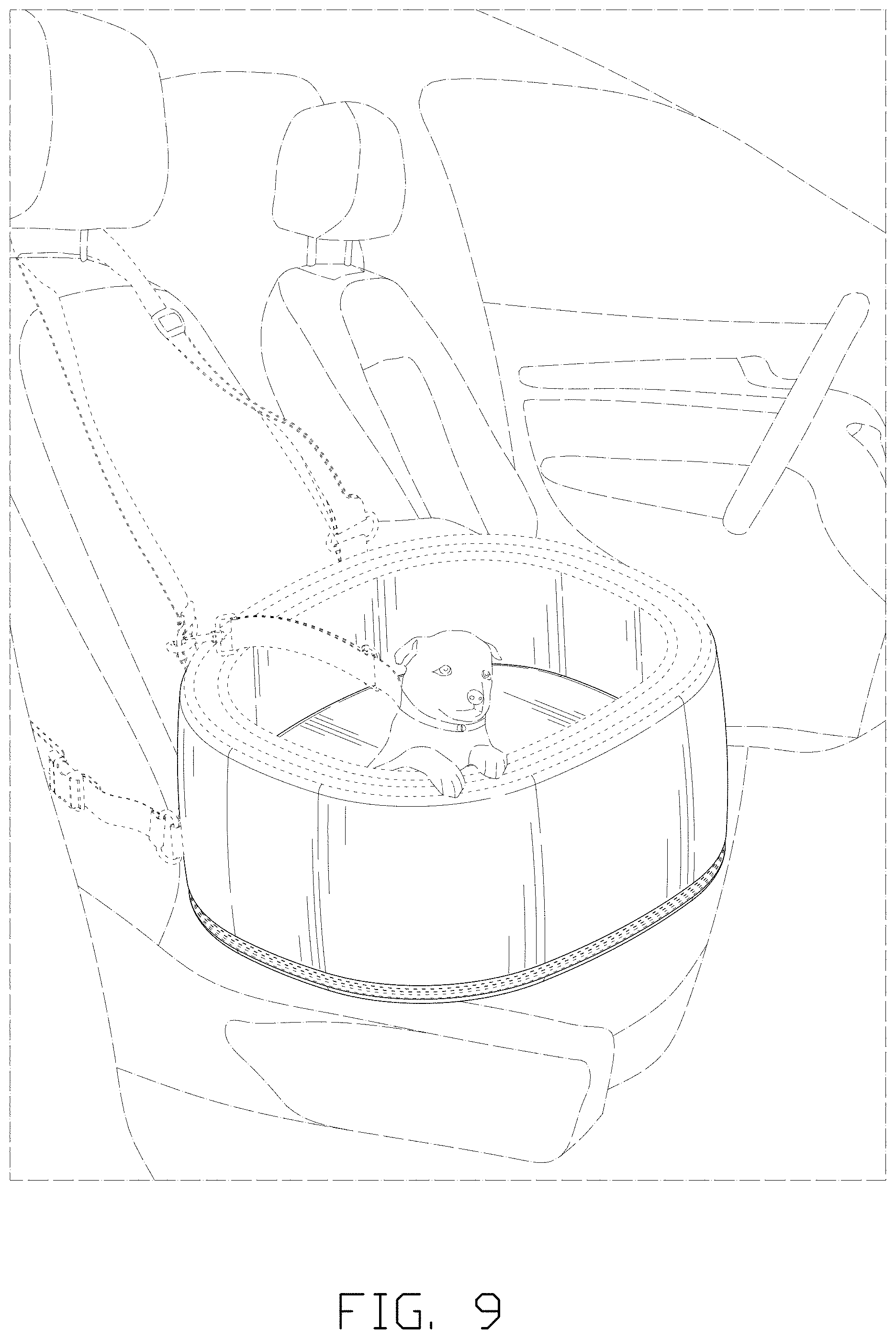 Patent USD1002117 Figure 9 – Dog car seat