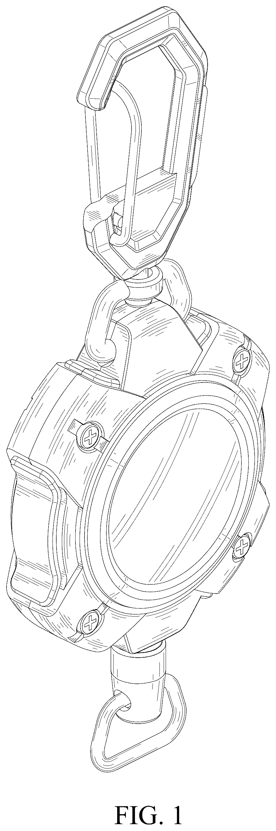 Patent USD1007843 — Retractable badge and key holder — Figure 1