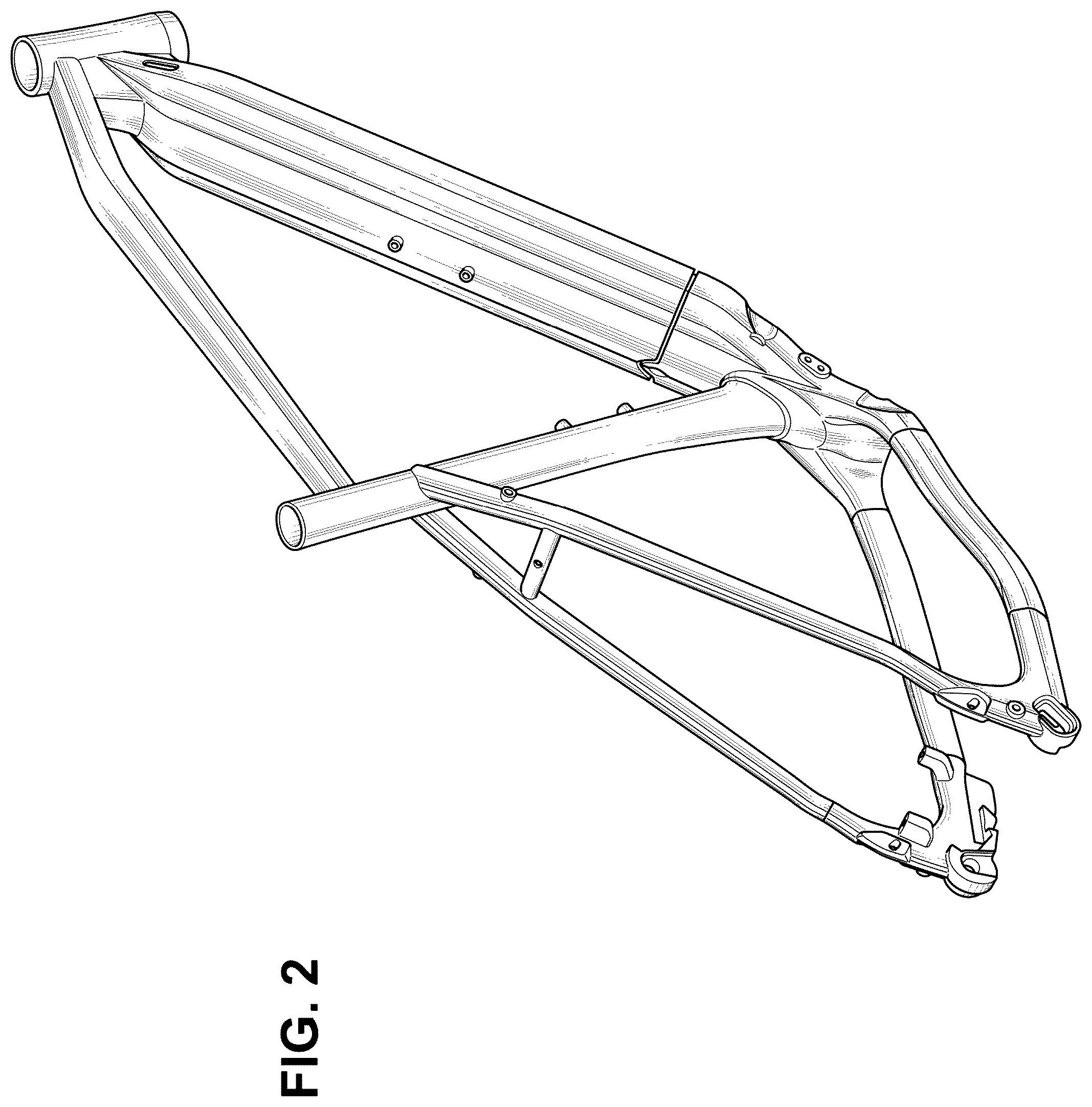 Patent USD1008107 Figure 2 – Frame for electrically power assisted bicycle