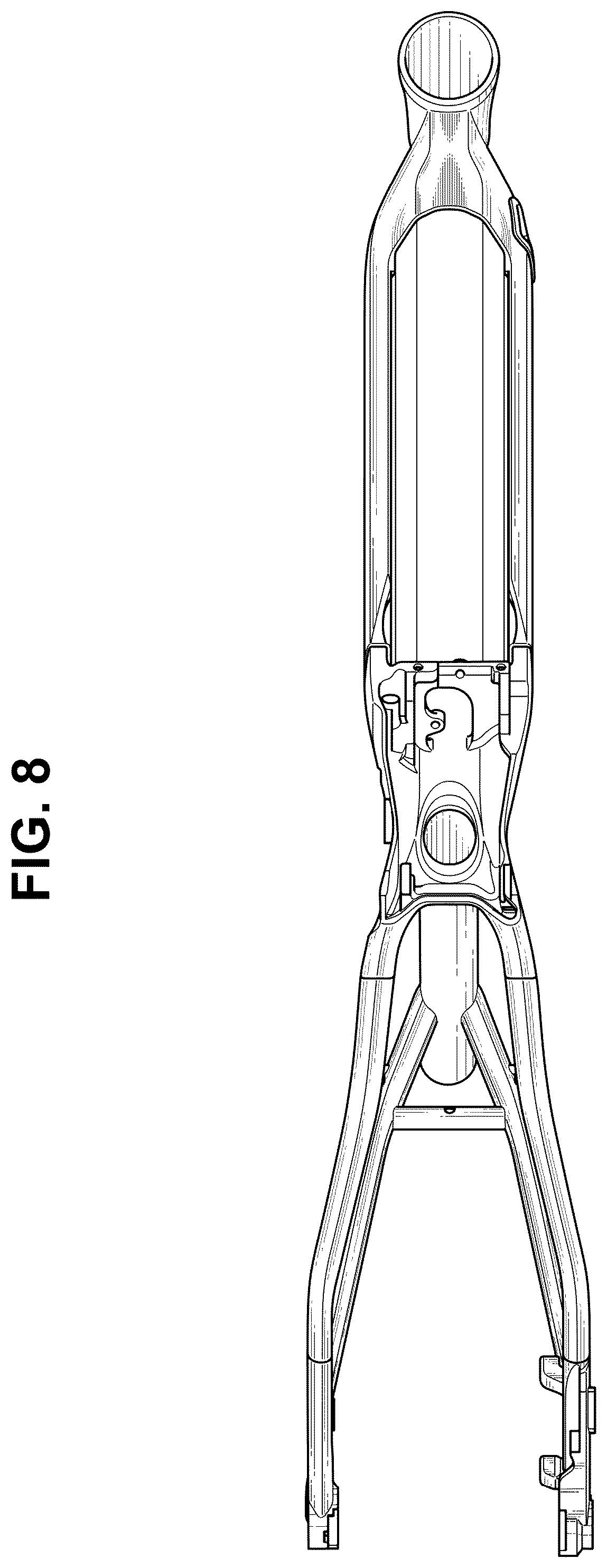 Patent USD1008107 Figure 8 – Frame for electrically power assisted bicycle