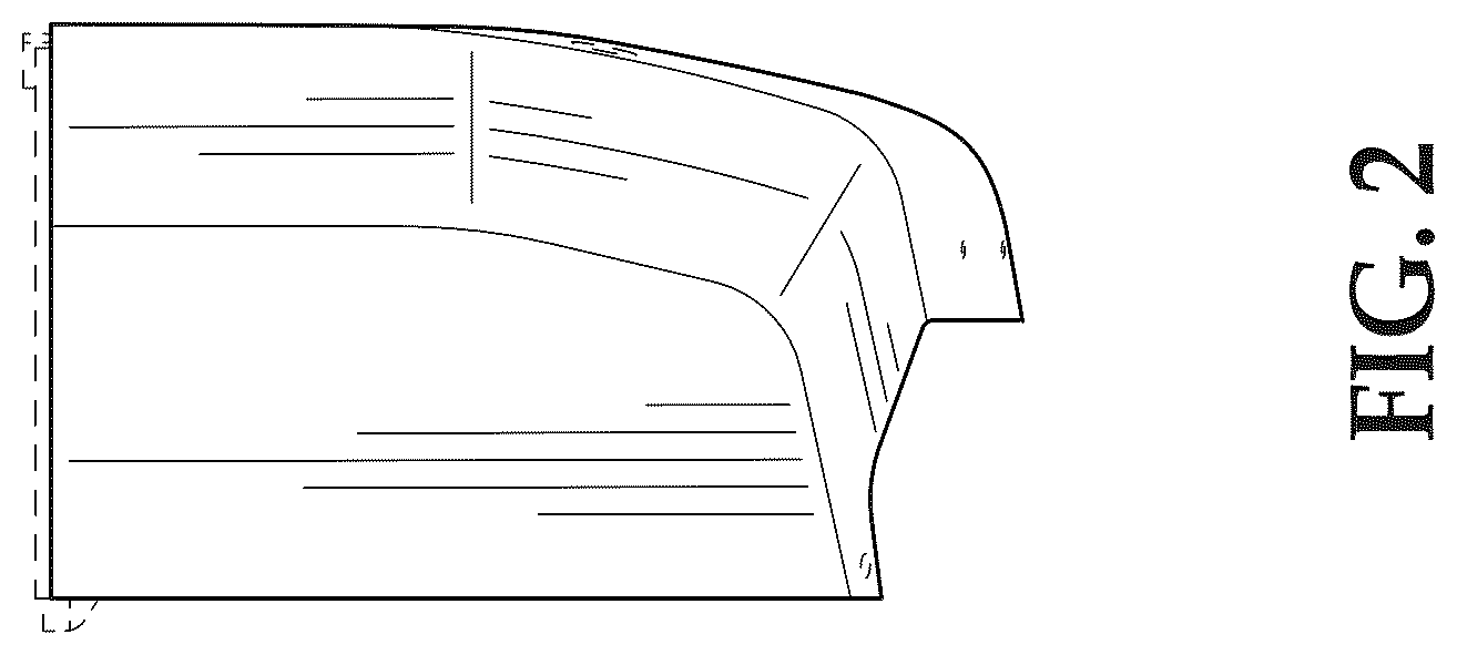 Patent USD1008115 Figure 2 – Vehicle rear bumper molding