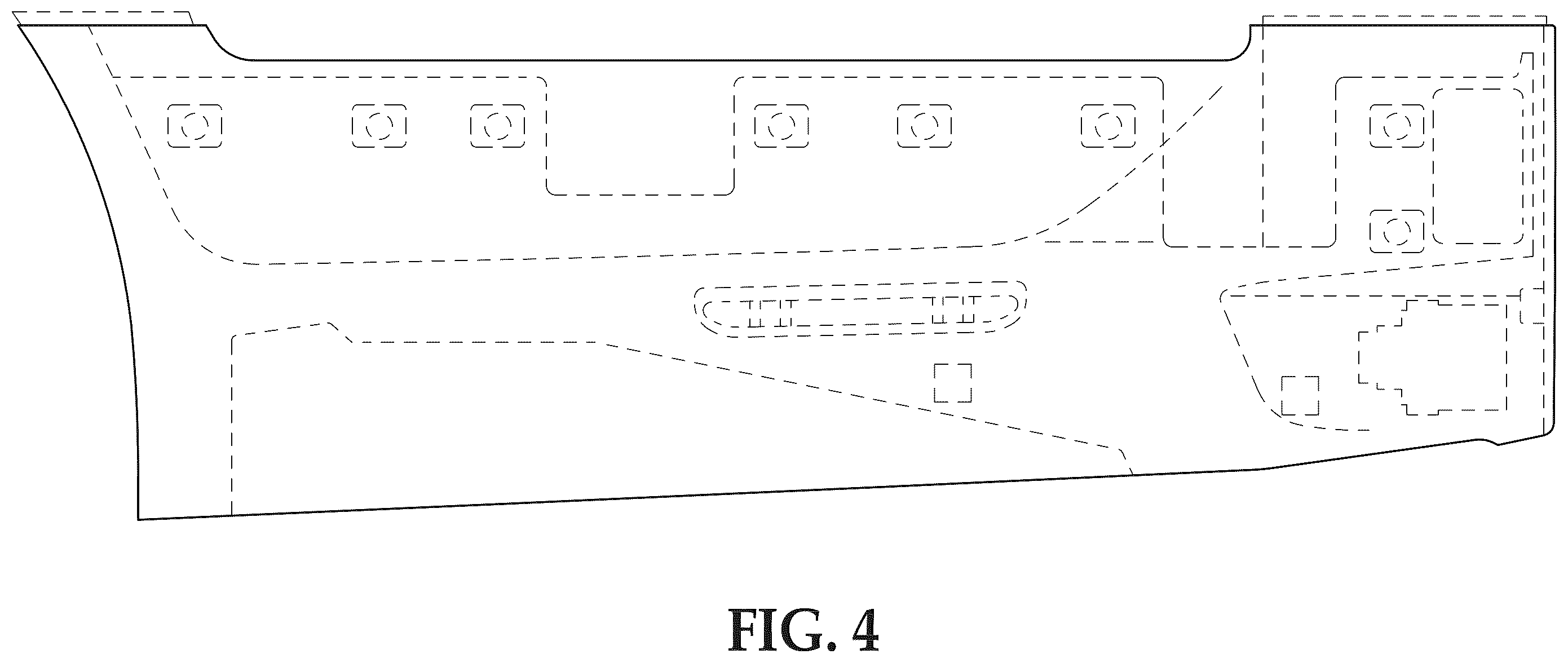 Patent USD1008115 Figure 4 – Vehicle rear bumper molding