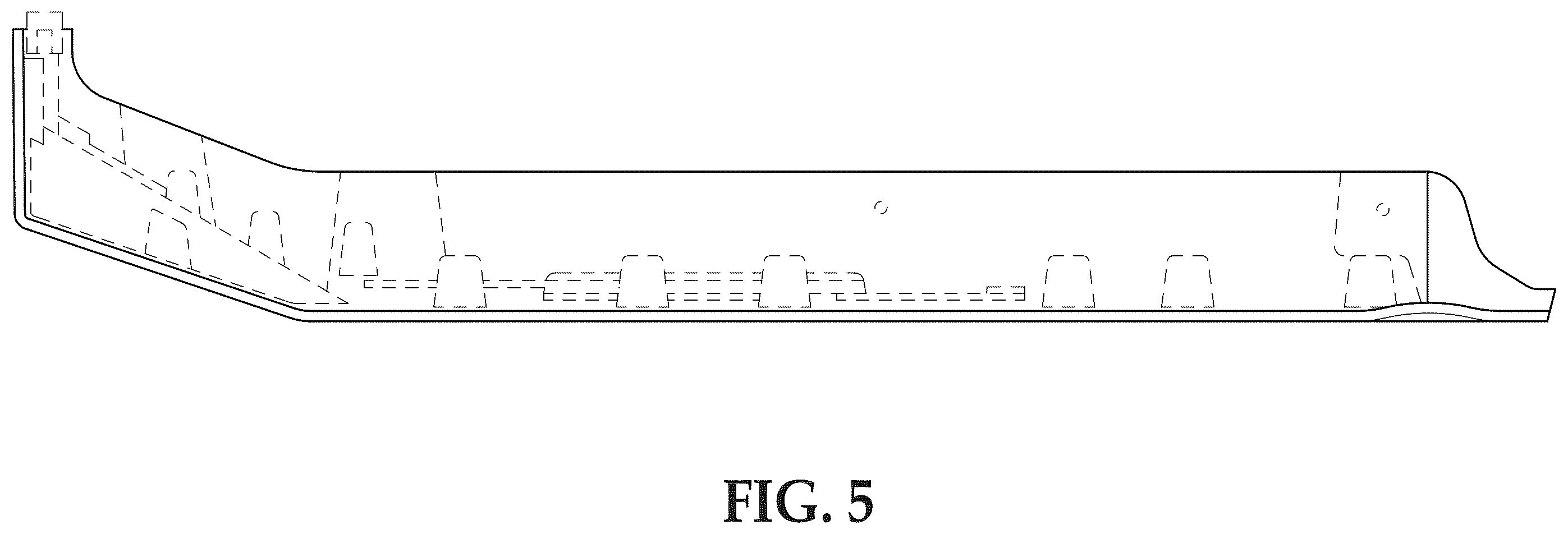 Patent USD1008115 Figure 5 – Vehicle rear bumper molding