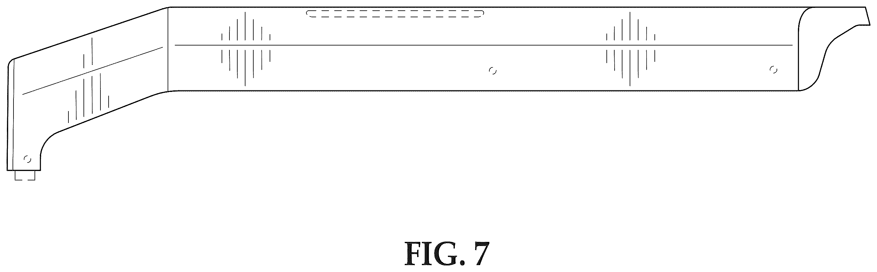 Patent USD1008115 Figure 7 – Vehicle rear bumper molding