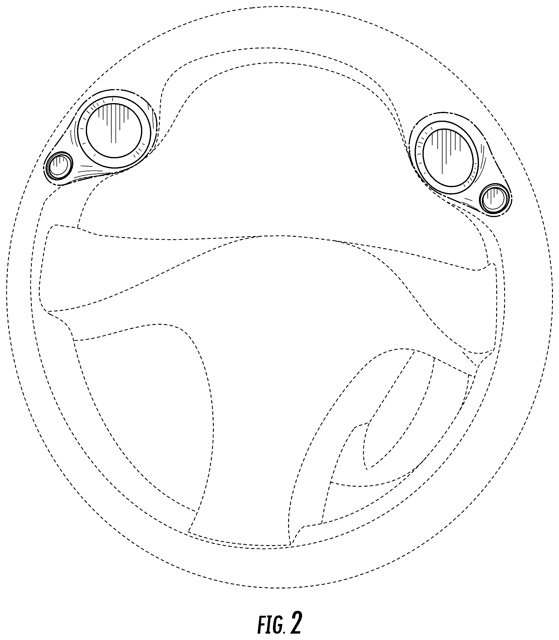 Patent USD1008129 Figure 2 – Steering wheel