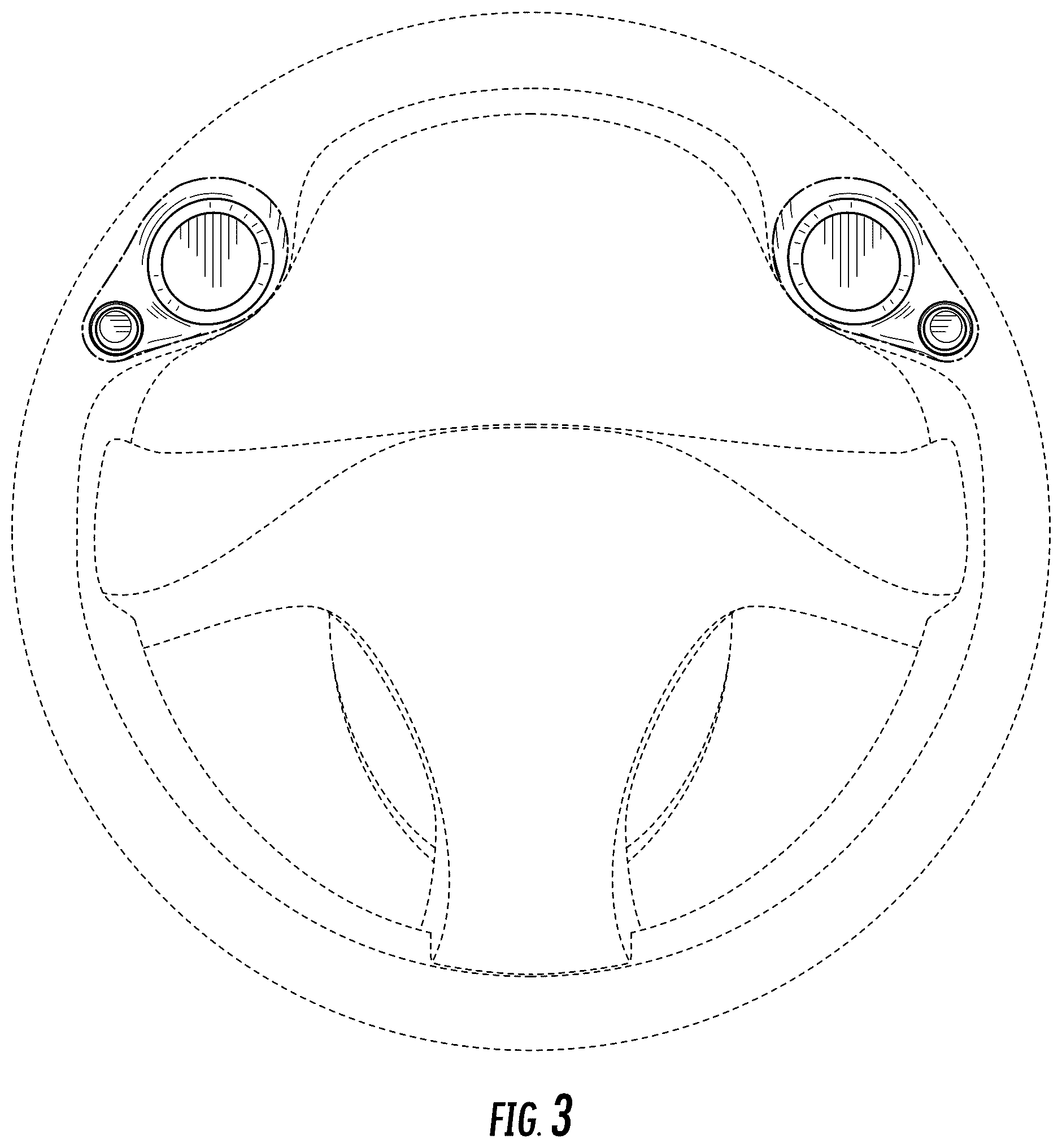 Patent USD1008129 Figure 3 – Steering wheel