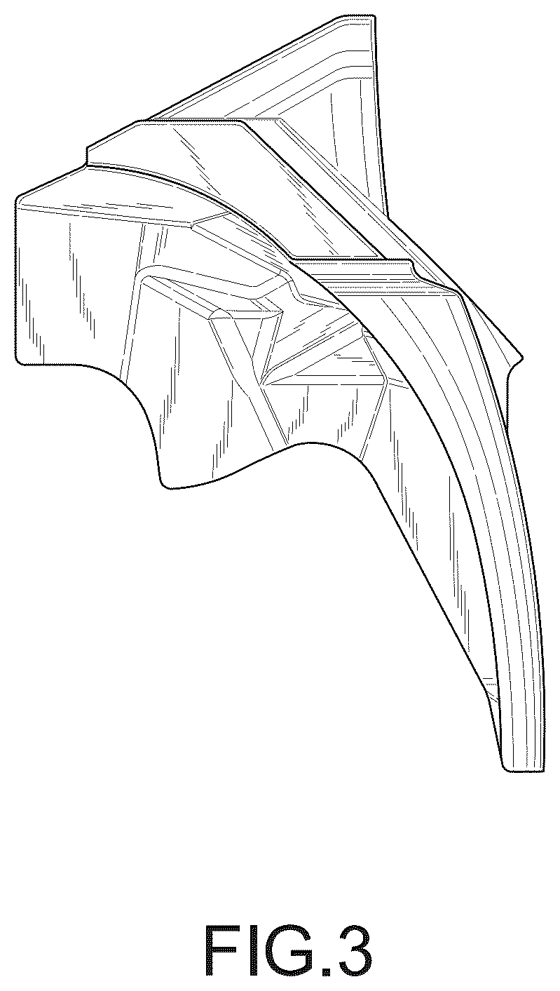 Patent USD1008137 Figure 3 – Fender extension for a truck